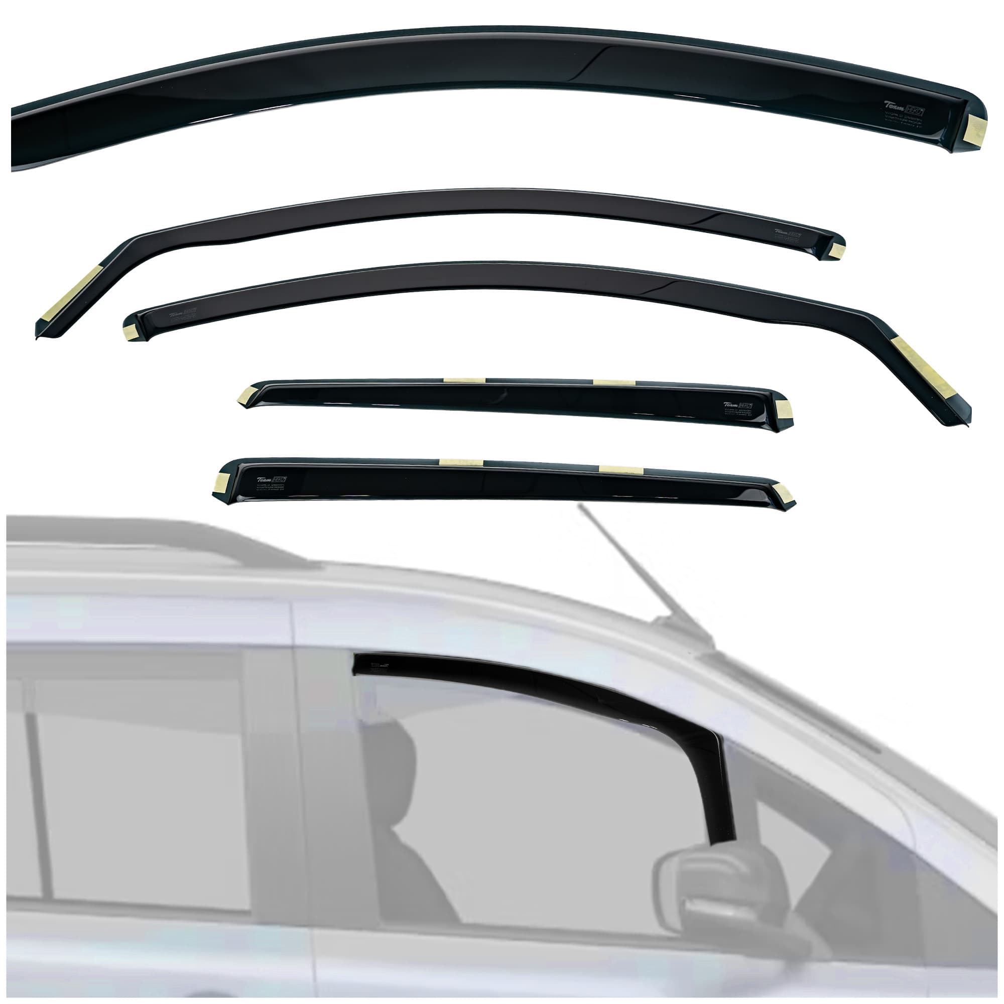 Side window deflectors — Translucent black smoked, Plastic, Shiny