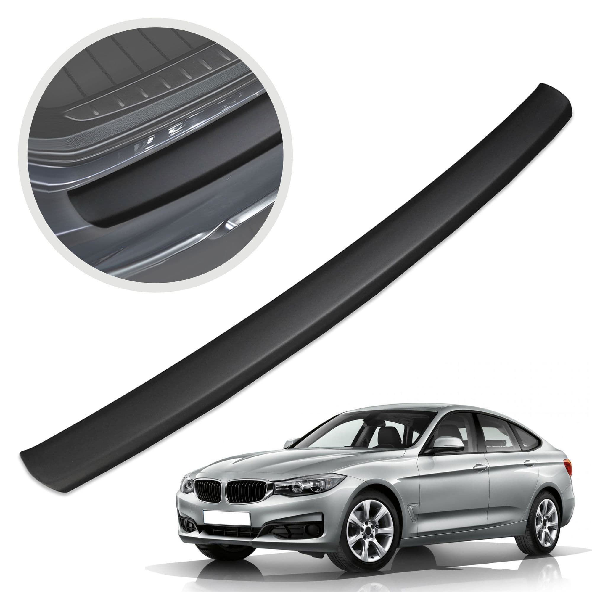 Rear bumper trim — Black, ABS plastic, Matte