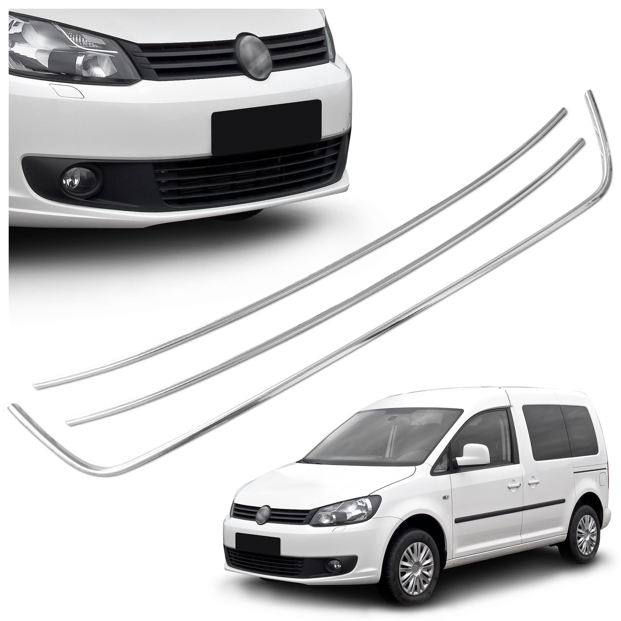 Front bumper grille trims — Chrome, Stainless steel, Polished