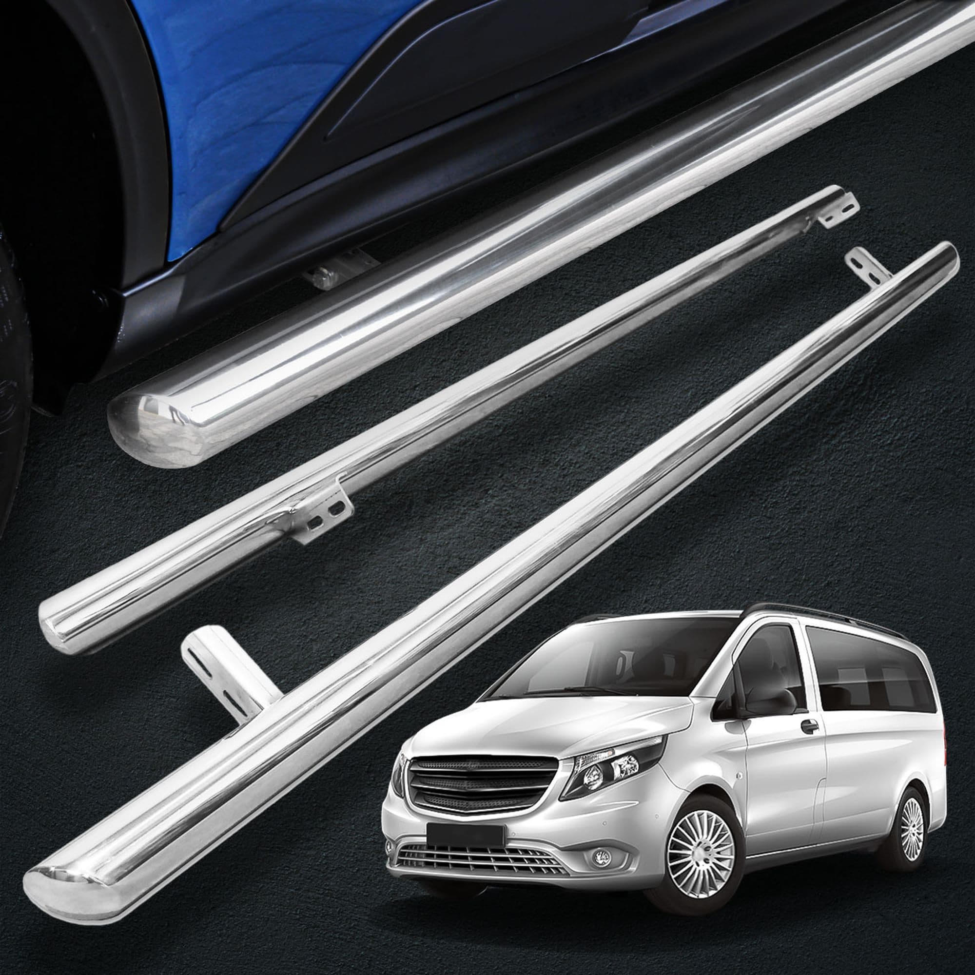 Side bars BB012 — Chrome, Steel, Polished