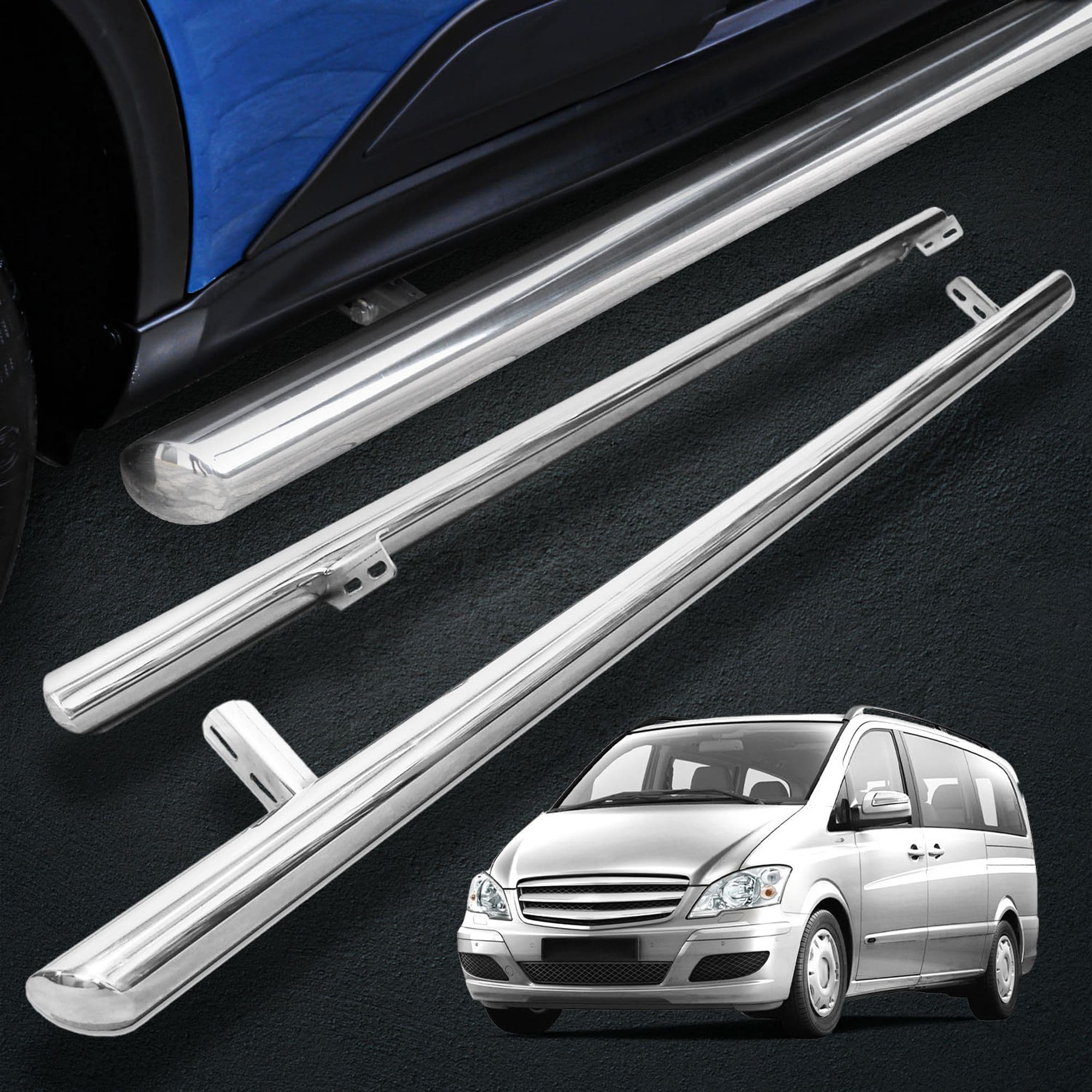 Side bars BB012 — Chrome, Steel, Polished