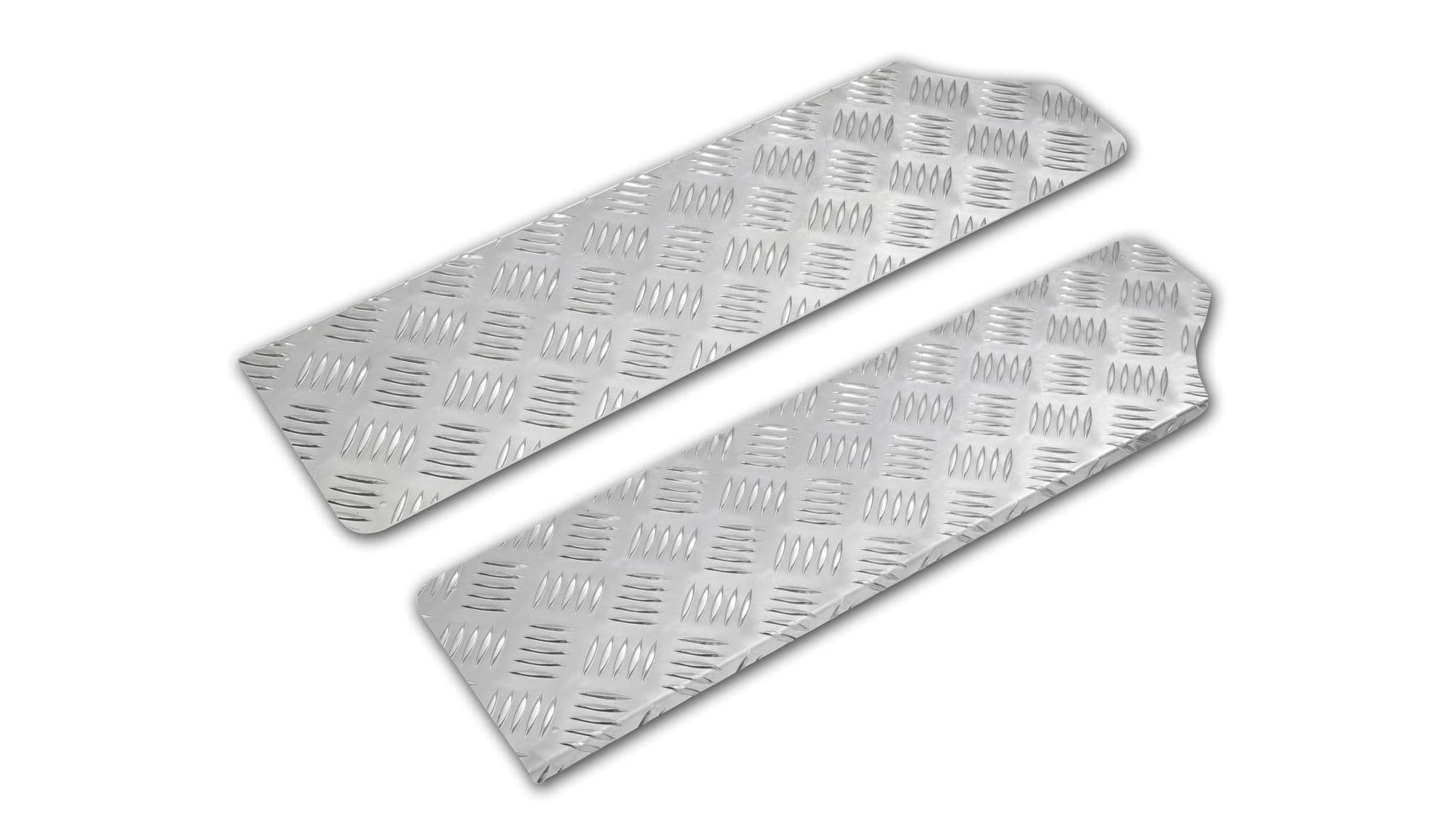 Covers for front interior steps — Silver, Aluminum, Ribbed