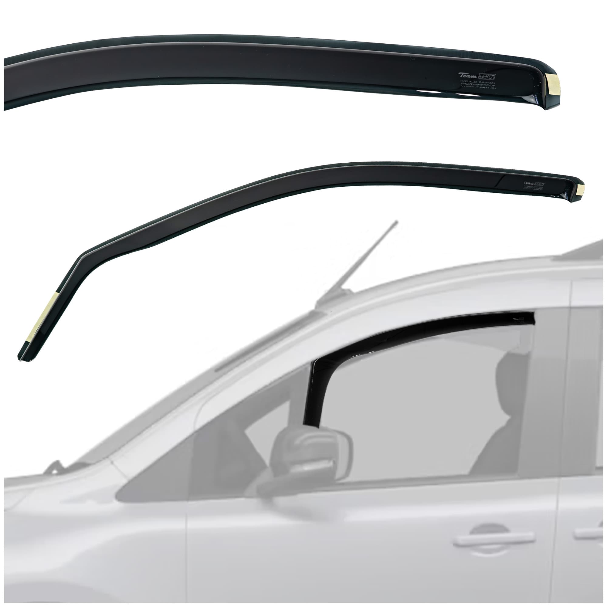 Side window deflectors — Translucent black smoked, Plastic, Shiny
