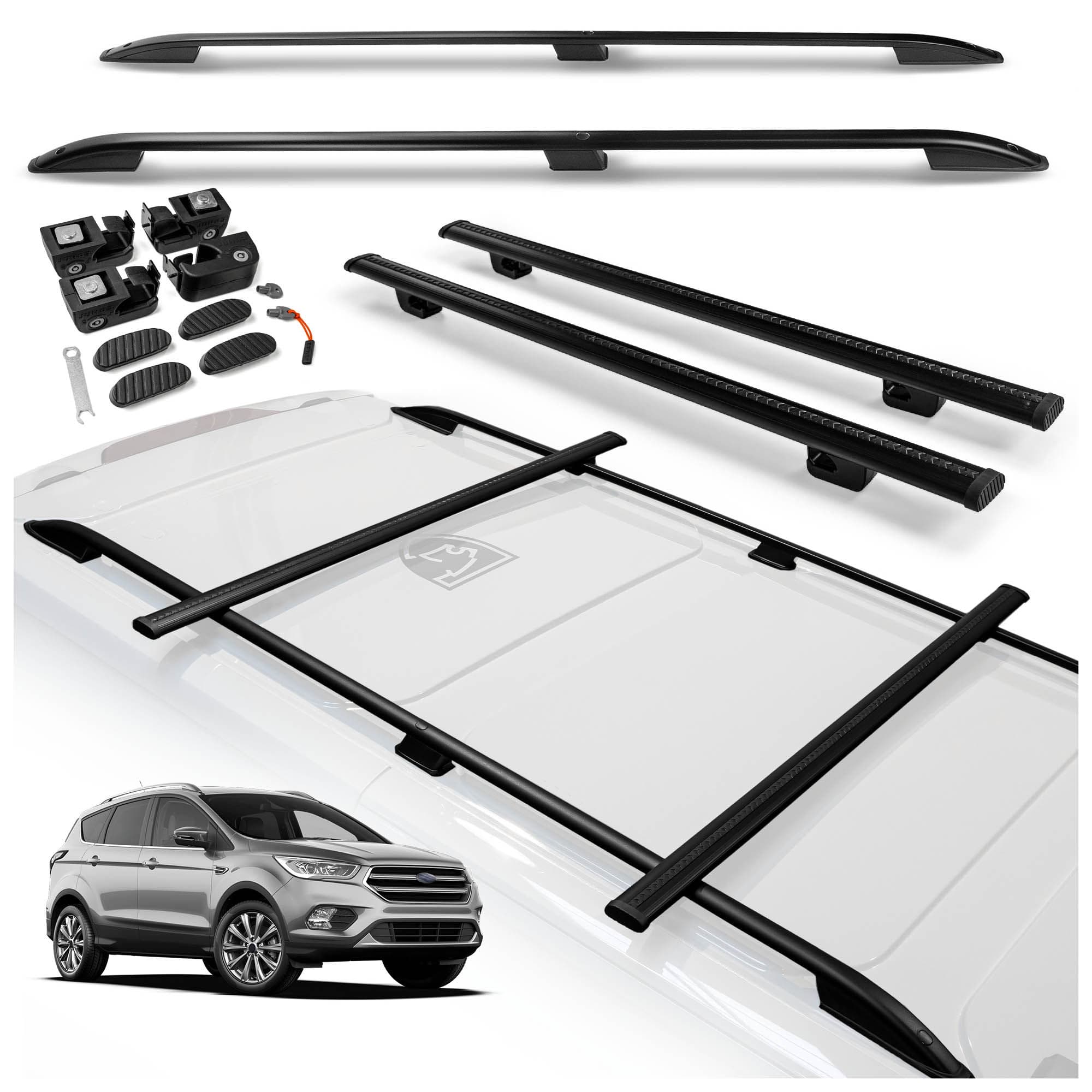 Roof rails with cross bars included SKYPORT — Black, Aluminum | Plastic, Painted
