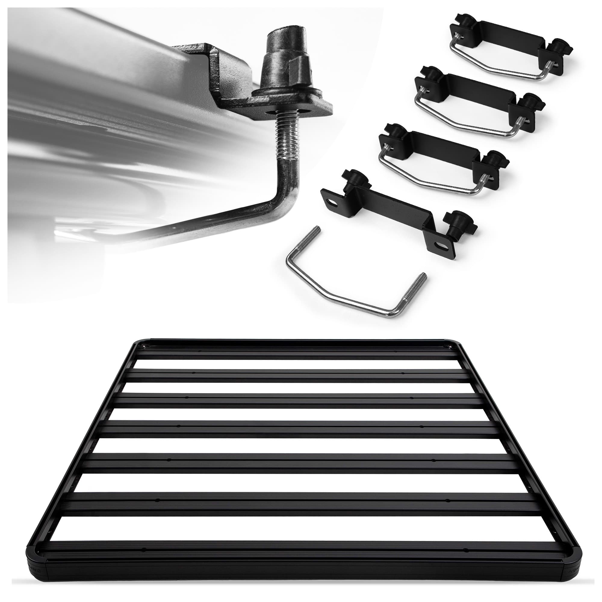 Dachplattform T40 uniwersalna — Schwarz, Aluminium | Stahl, Pulverbeschichtet