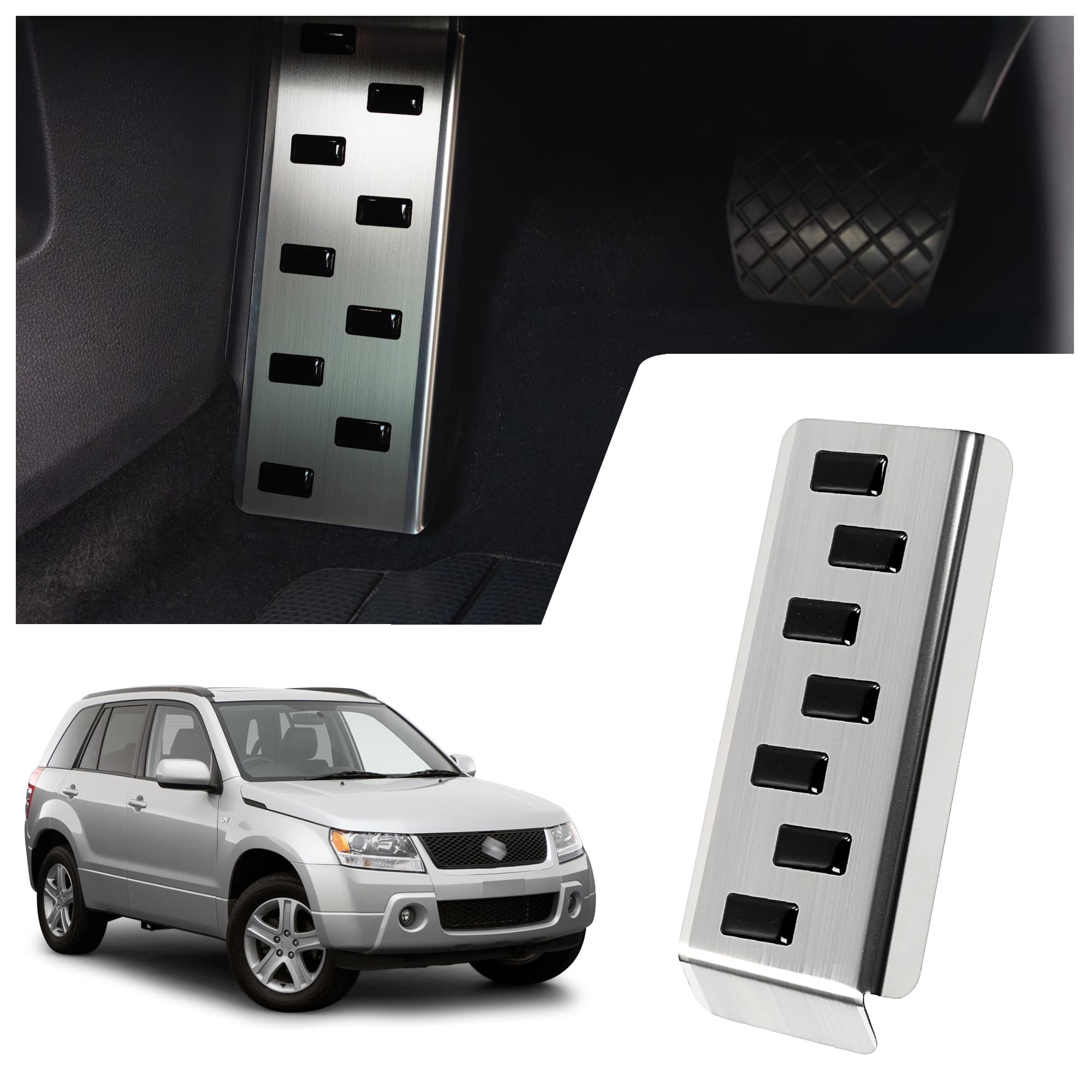 Footrest plate — Black | Silver, Stainless steel, Brushed