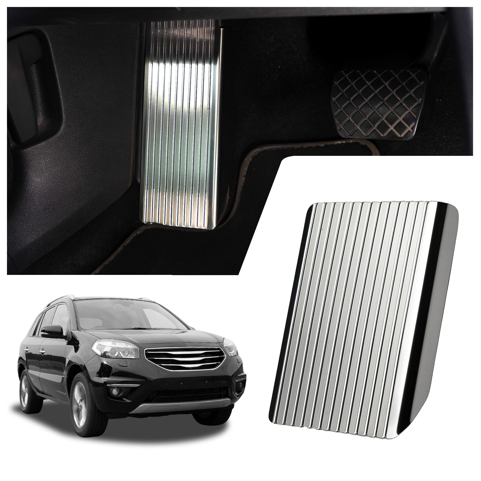 Footrest plate — Silver, Stainless steel, Brushed