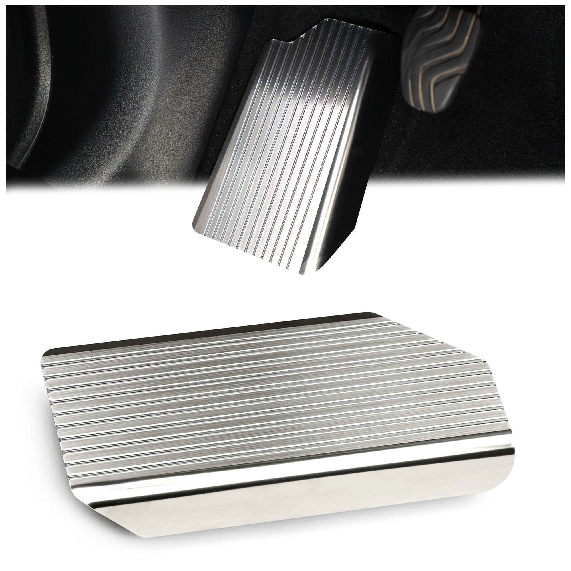 Footrest plate — Silver, Stainless steel, Brushed