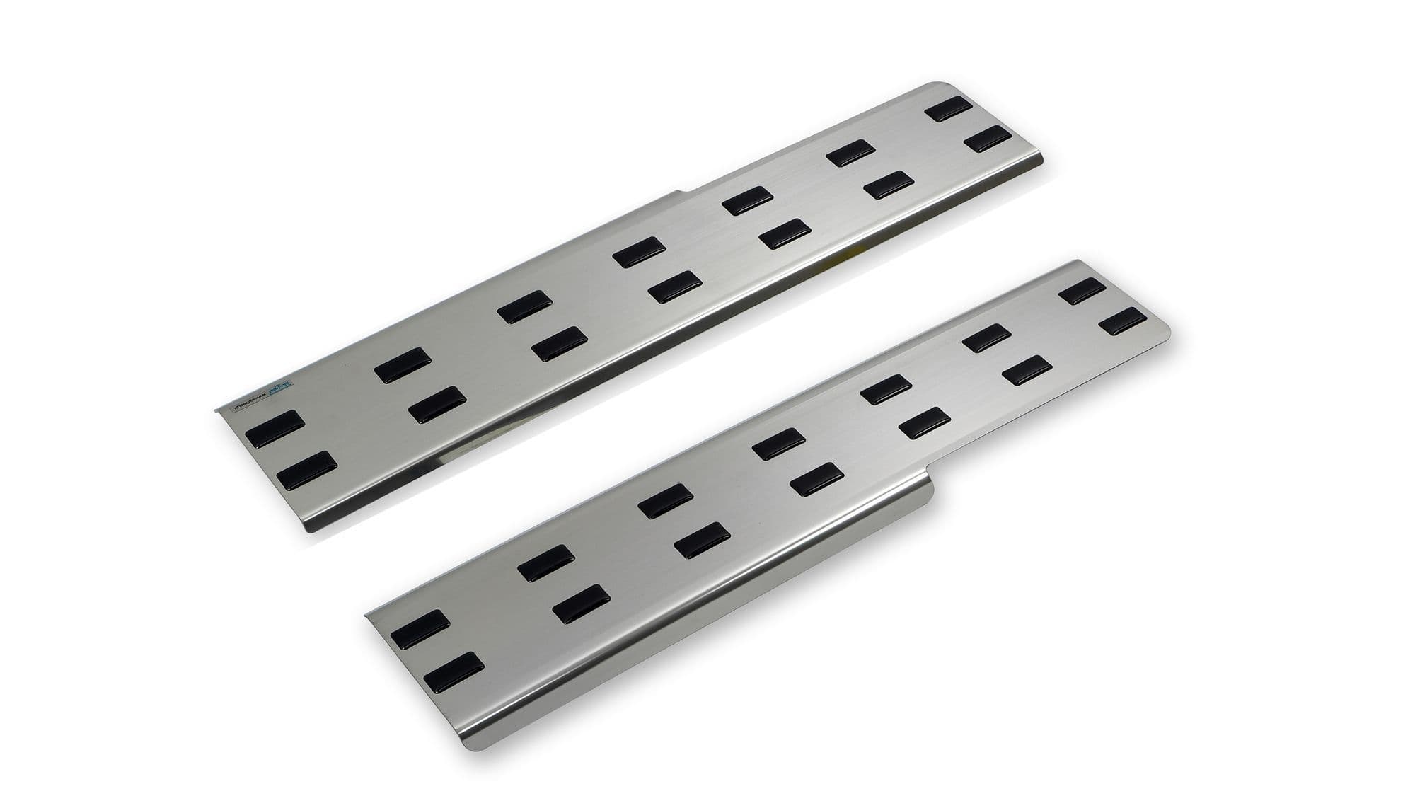 Covers for front interior steps — Black | Silver, Stainless steel, Polished