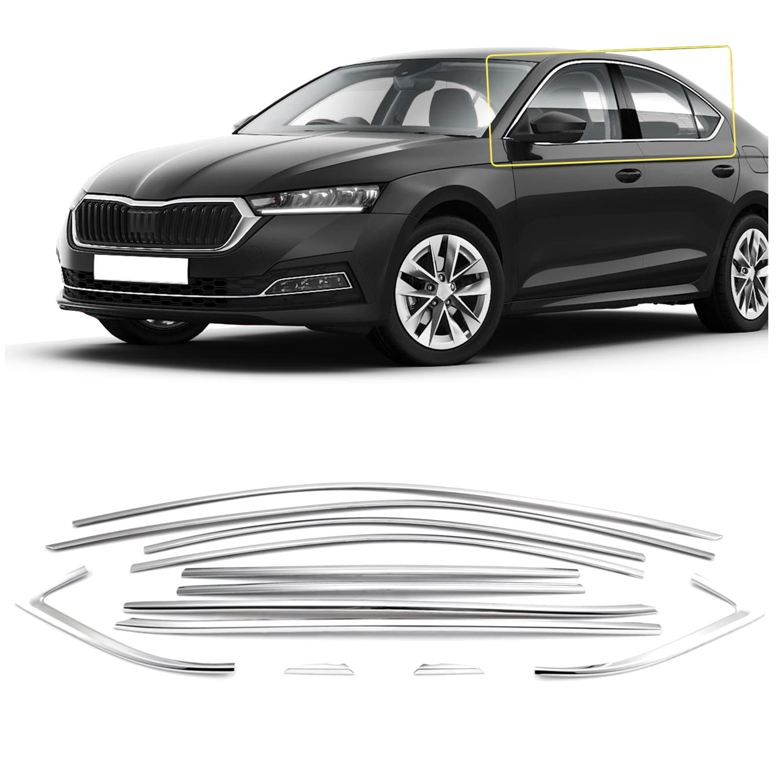 Side window trims — Chrome, Stainless steel, Polished