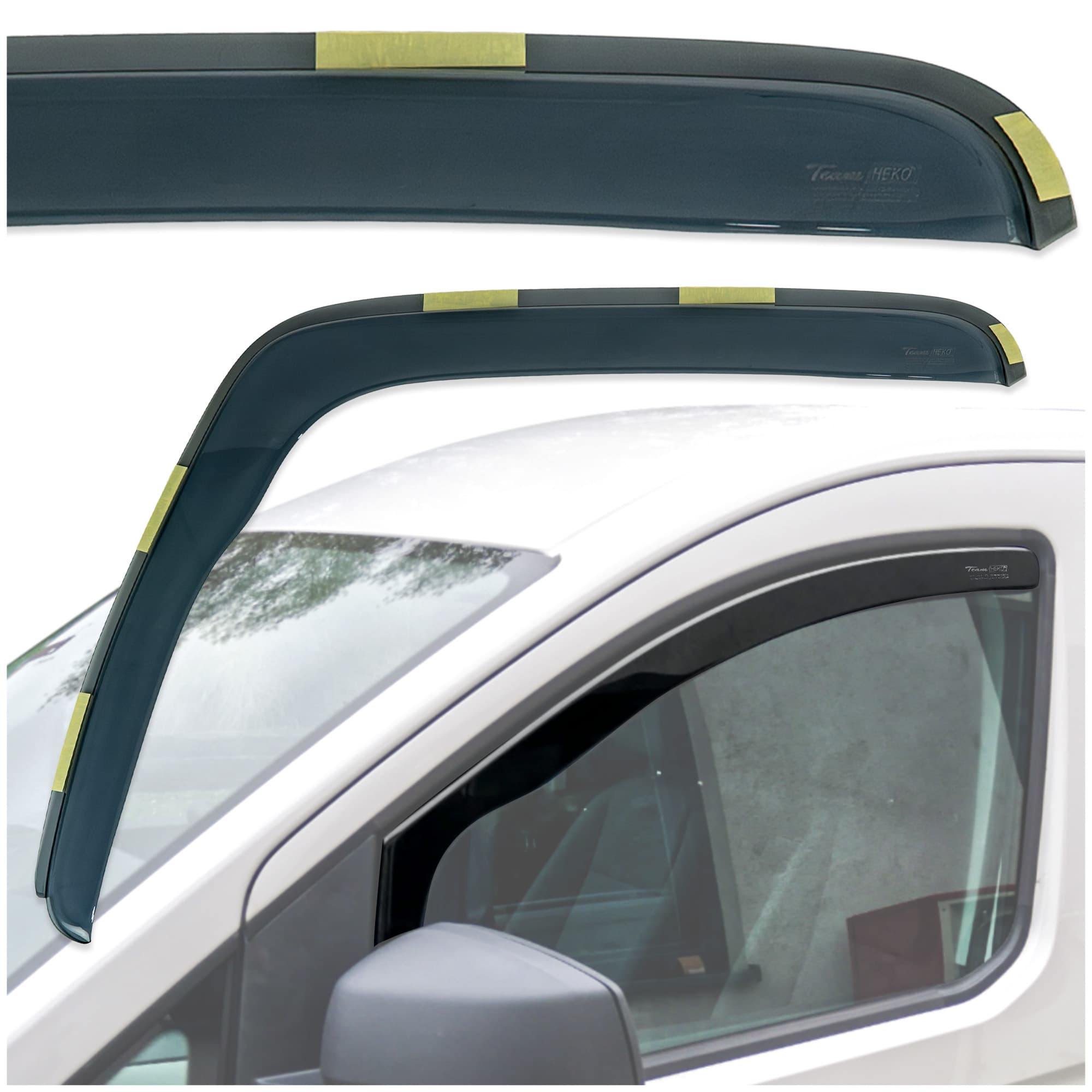 Side window deflectors — Translucent black smoked, Plastic, Shiny
