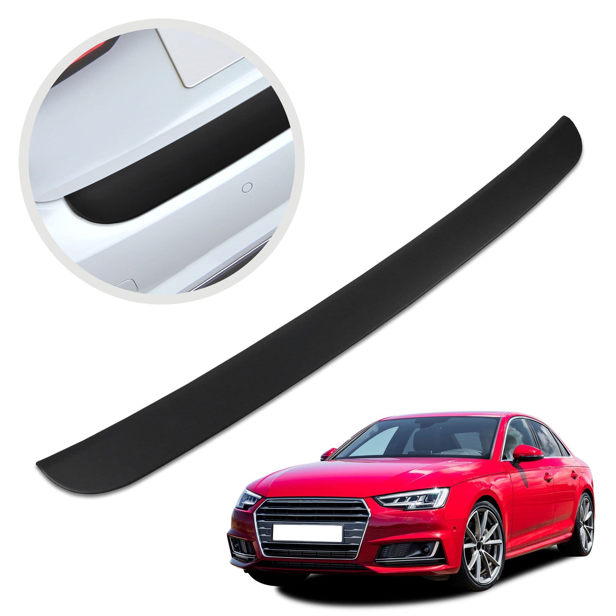 Rear bumper trim — Black, ABS plastic, Matte