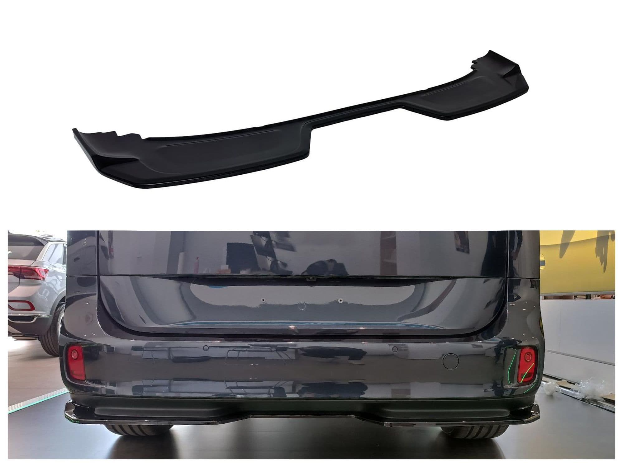 Rear bumper lip — Black, ABS plastic, Shiny