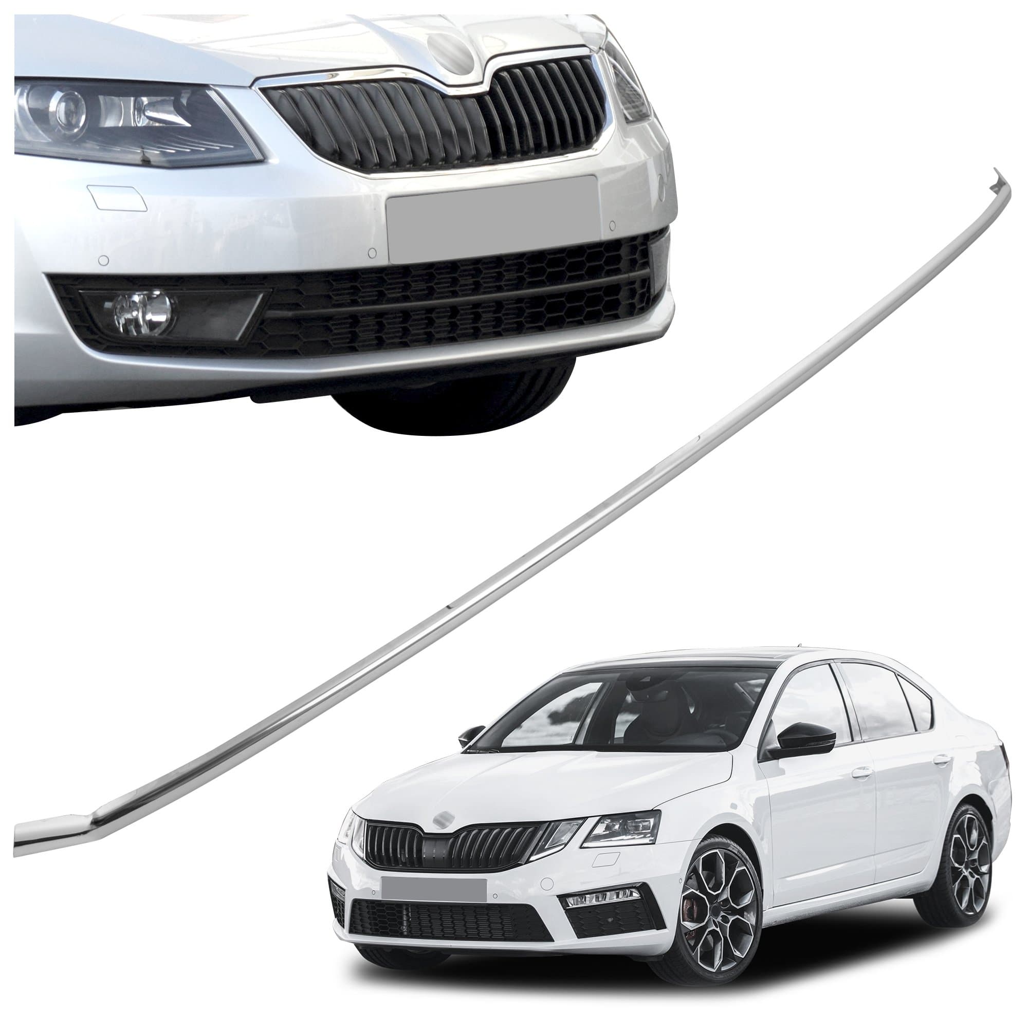 Front bumper grille trim — Chrome, Stainless steel, Polished