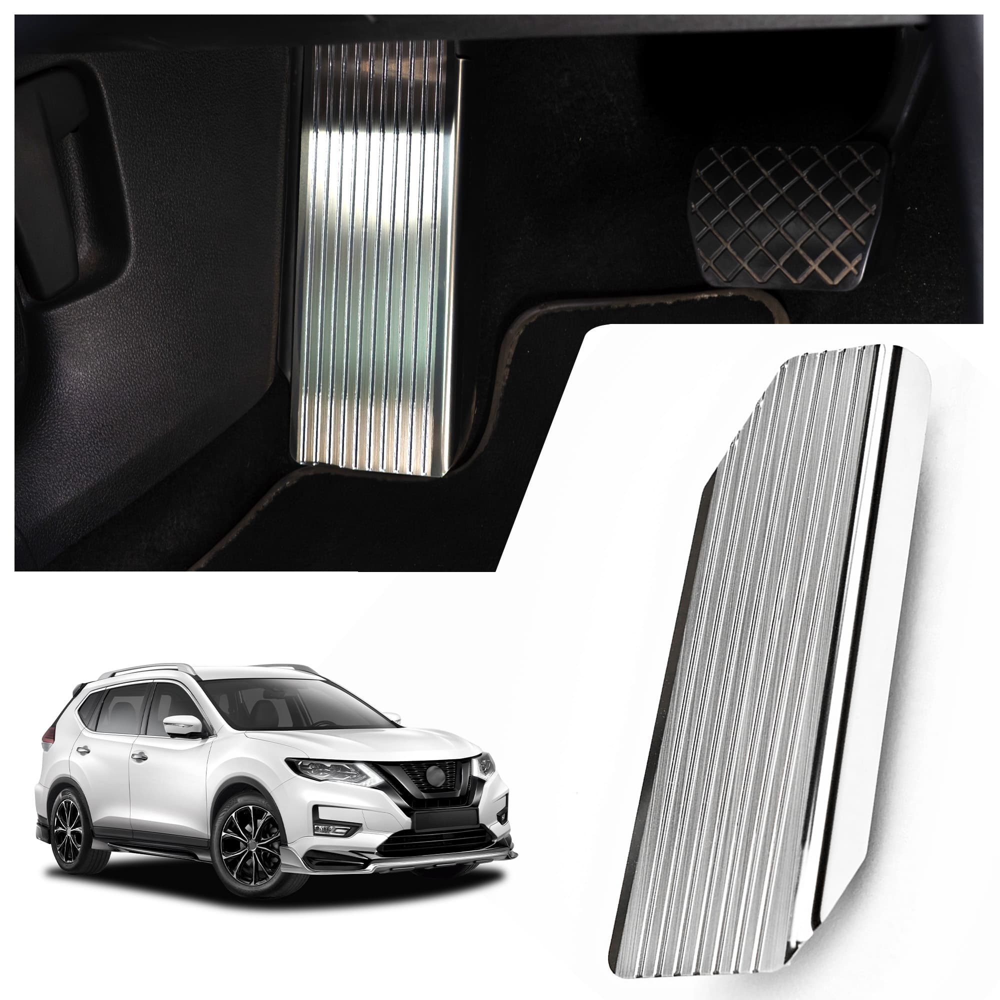 Footrest plate — Silver, Stainless steel, Brushed