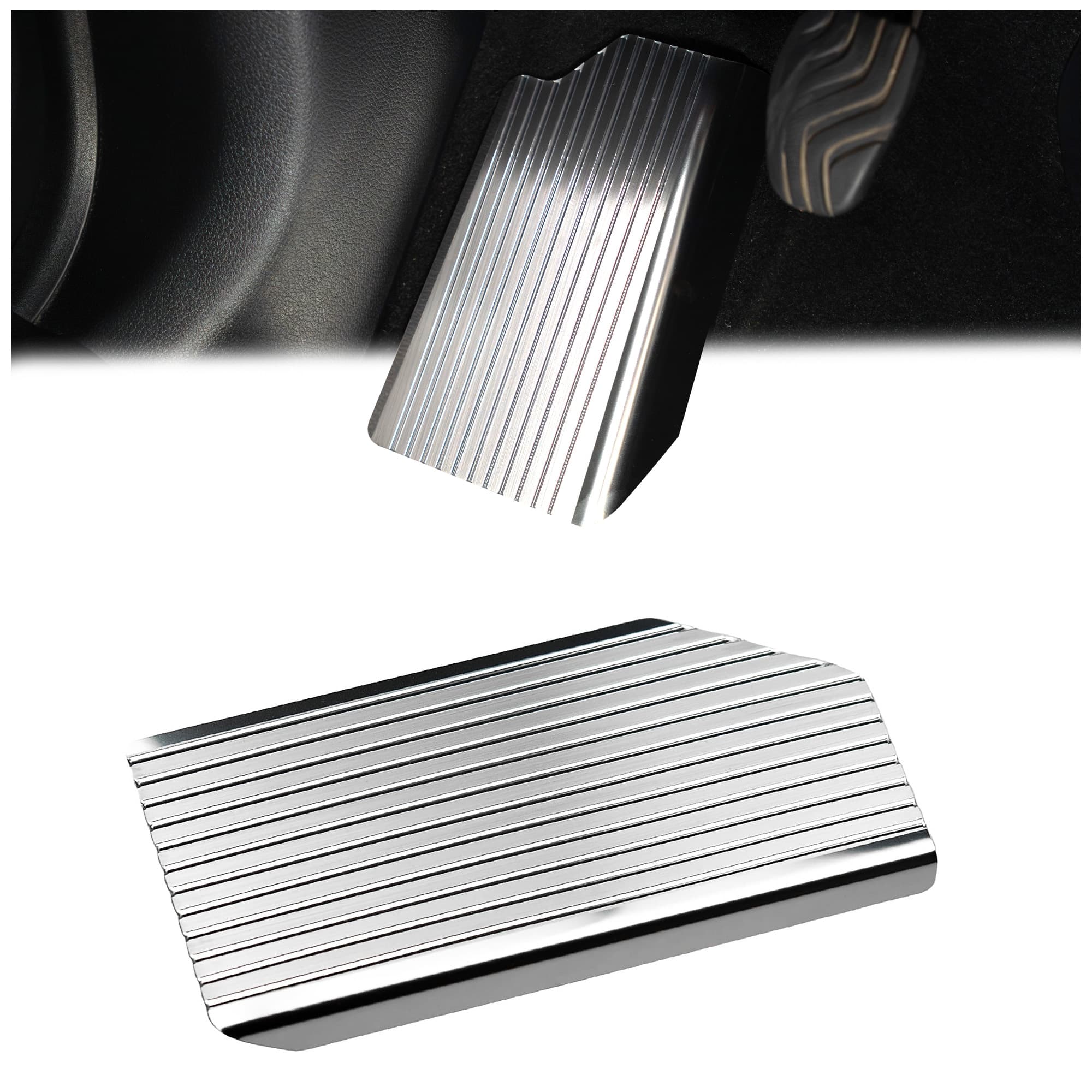 Footrest plate — Silver, Stainless steel, Brushed