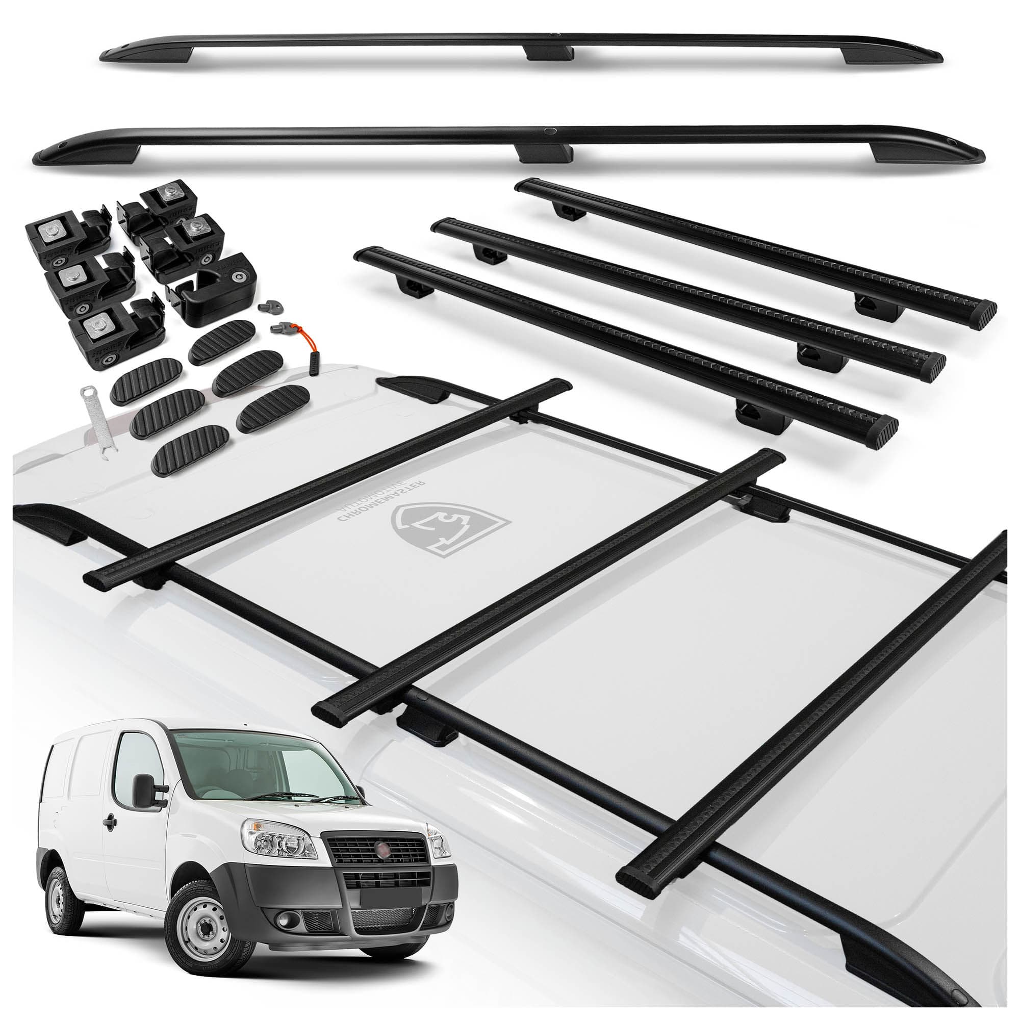 Roof rails with cross bars included SKYPORT — Black, Aluminum | Plastic, Painted