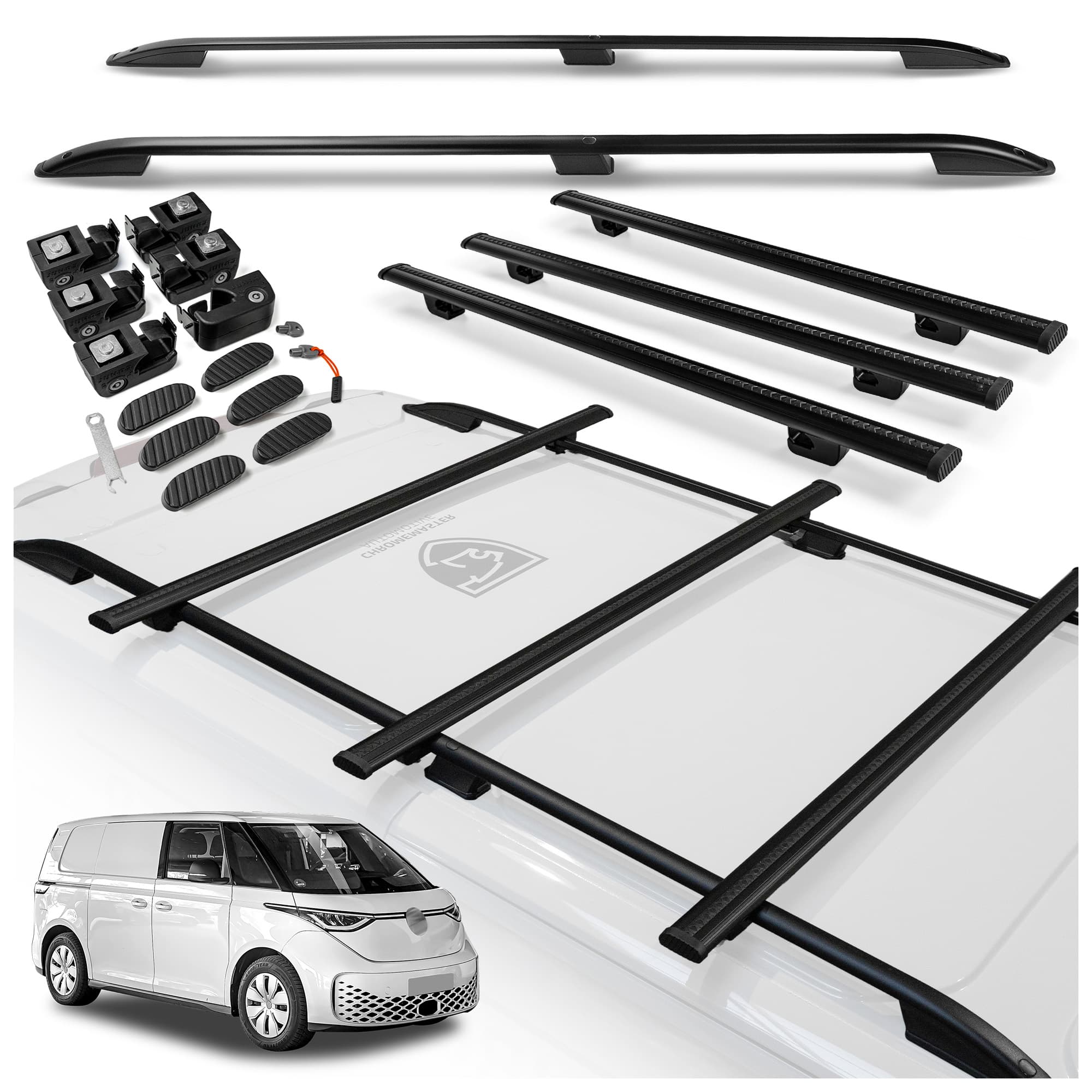 Roof rails with cross bars included SKYPORT — Black, Aluminum | Plastic, Painted