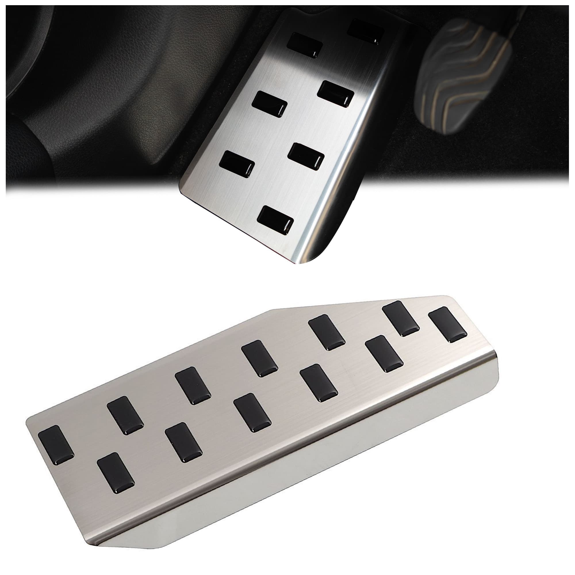 Plaque repose-pied — Noir | Argent, Acier inoxydable, Brossé