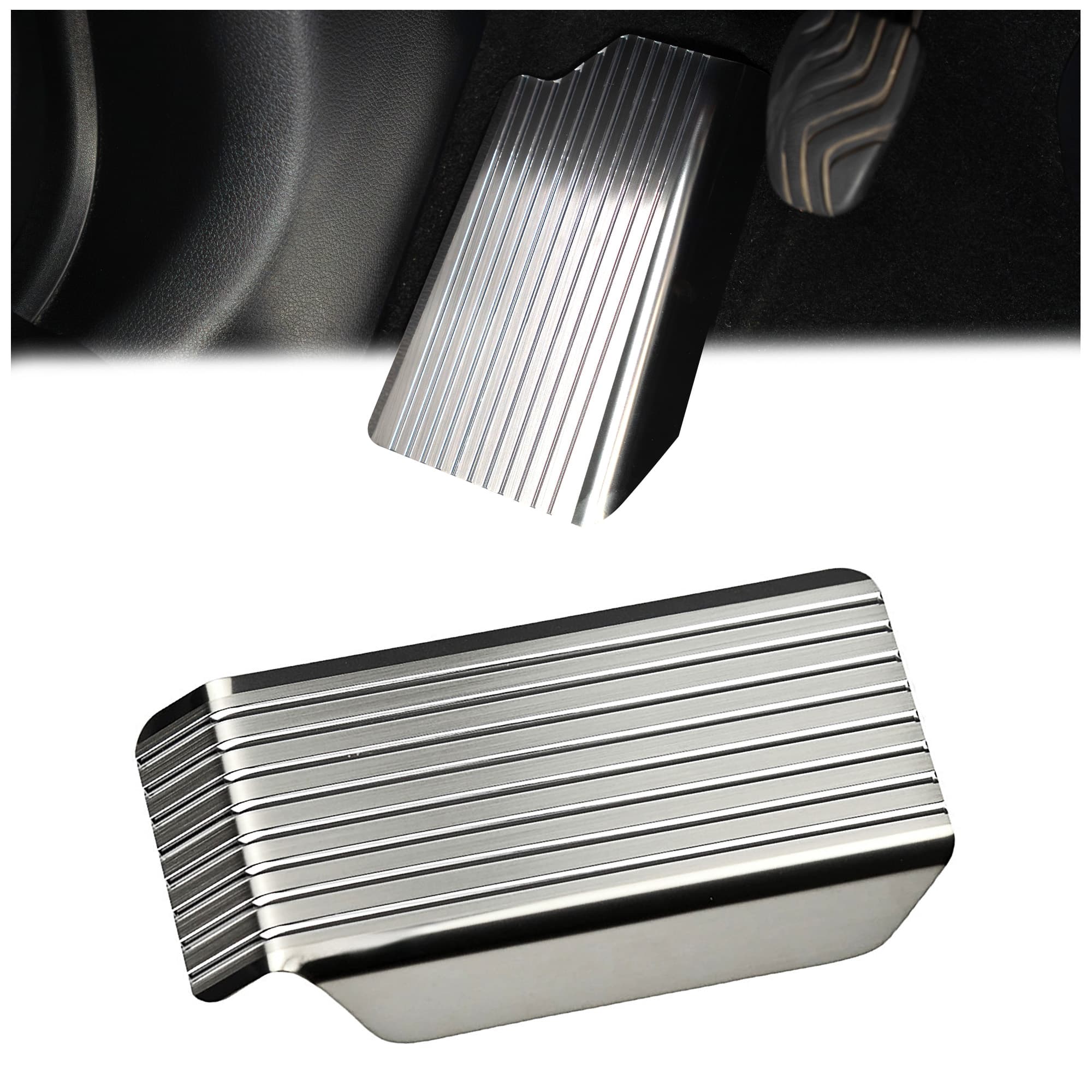 Footrest plate — Silver, Stainless steel, Brushed