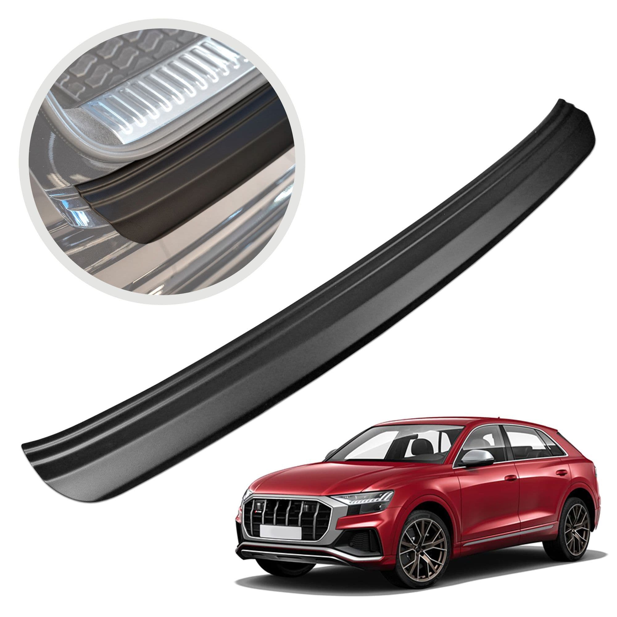 Rear bumper trim — Black, ABS plastic, Matte
