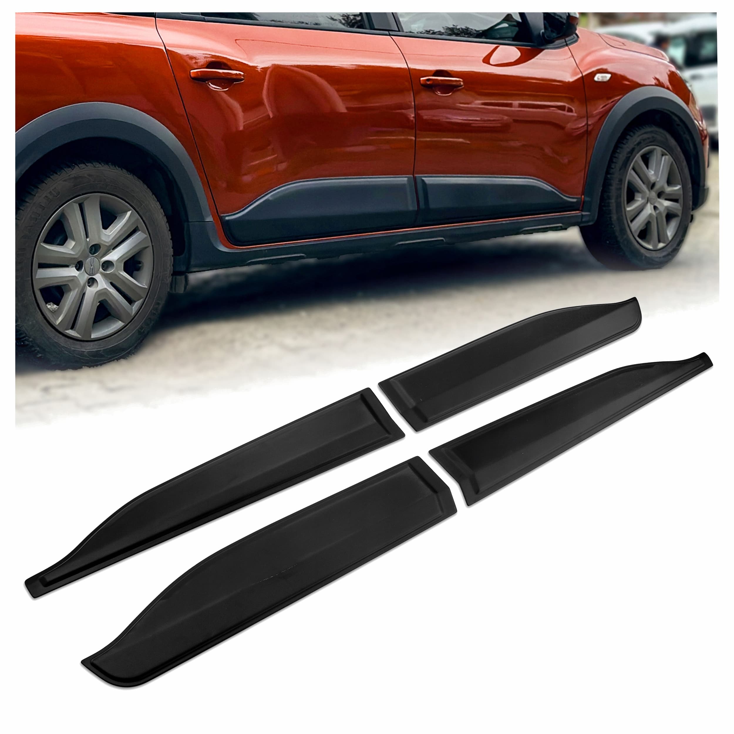 Side door covers — Black, ABS plastic, Matte