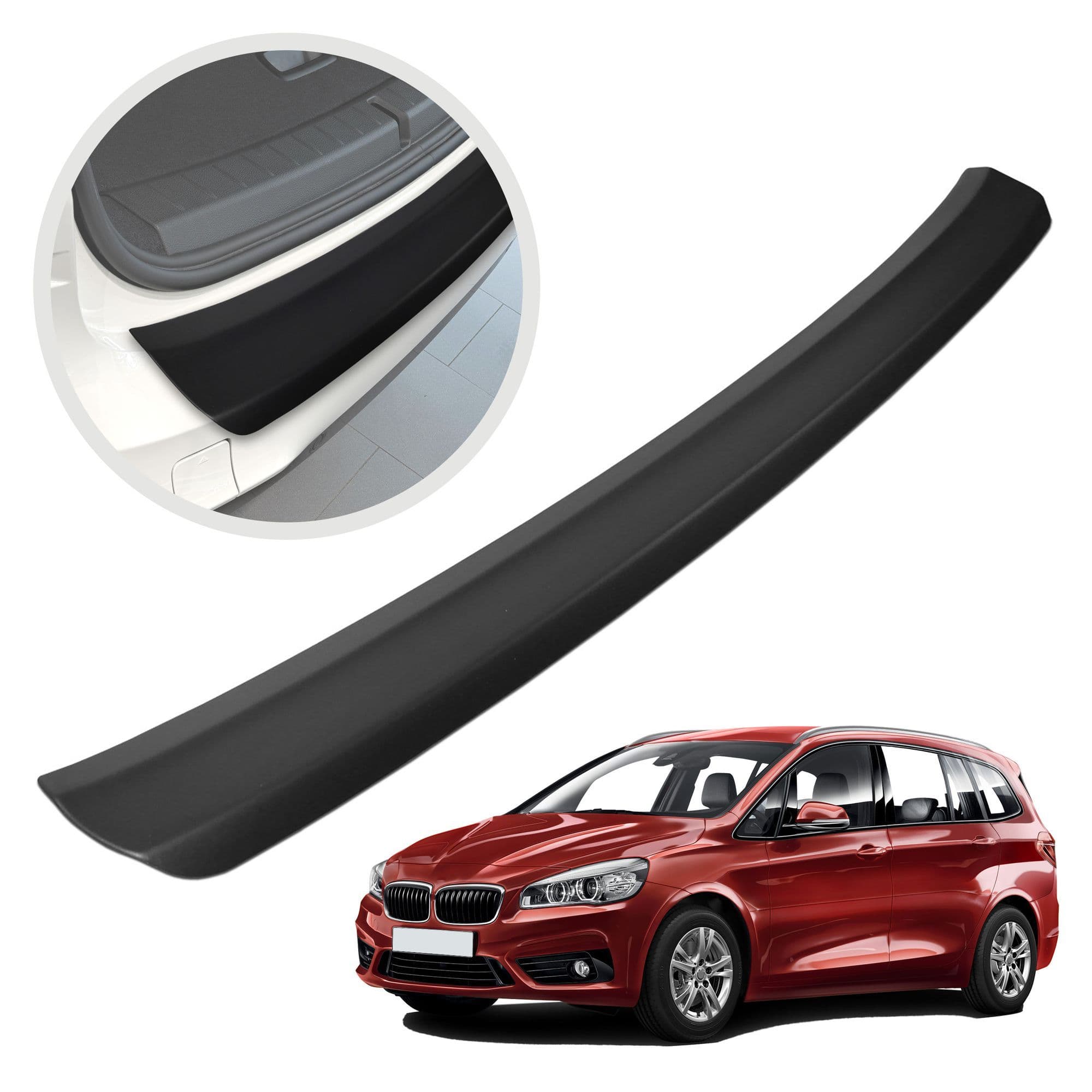 Rear bumper trim — Black, ABS plastic, Matte