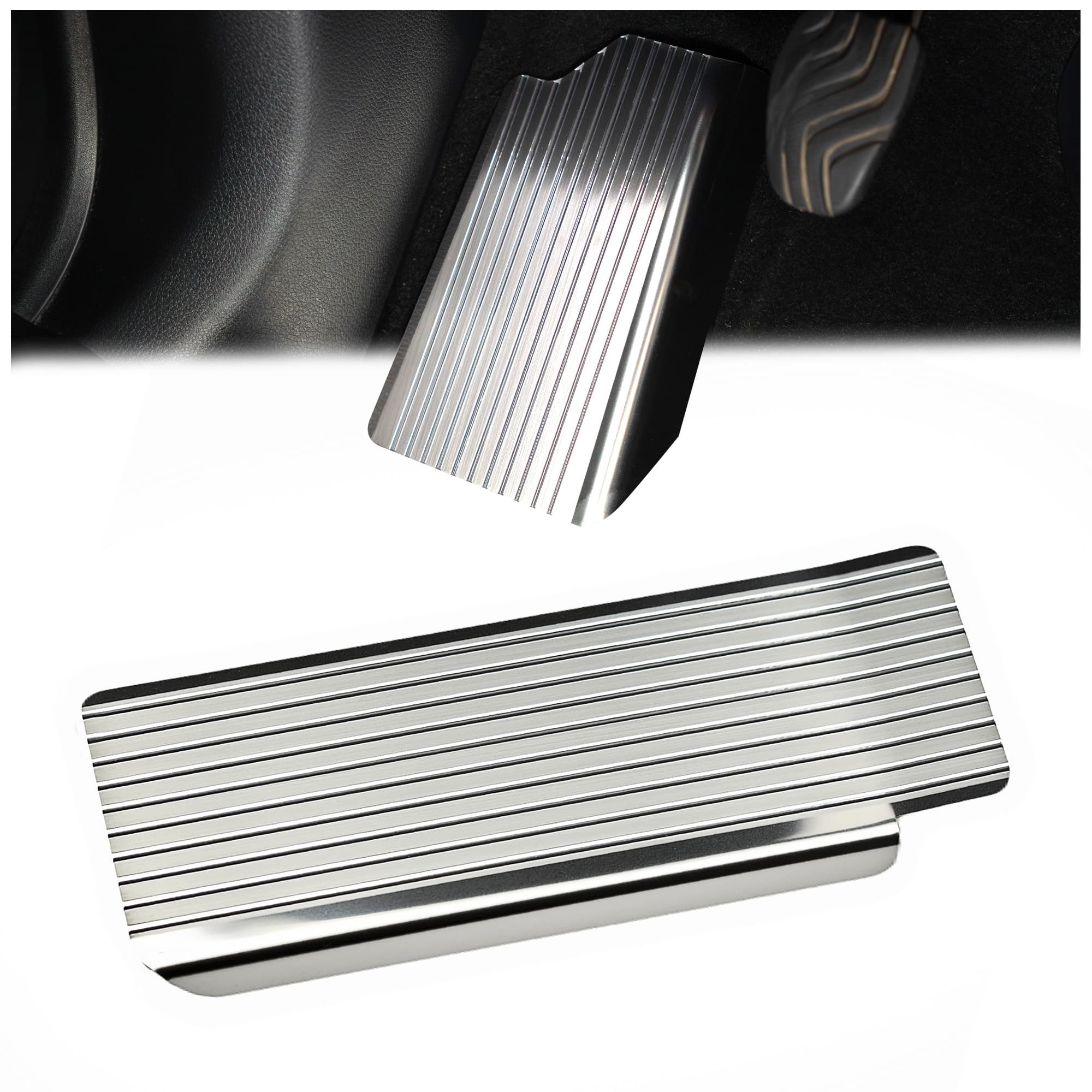 Footrest plate — Silver, Stainless steel, Brushed