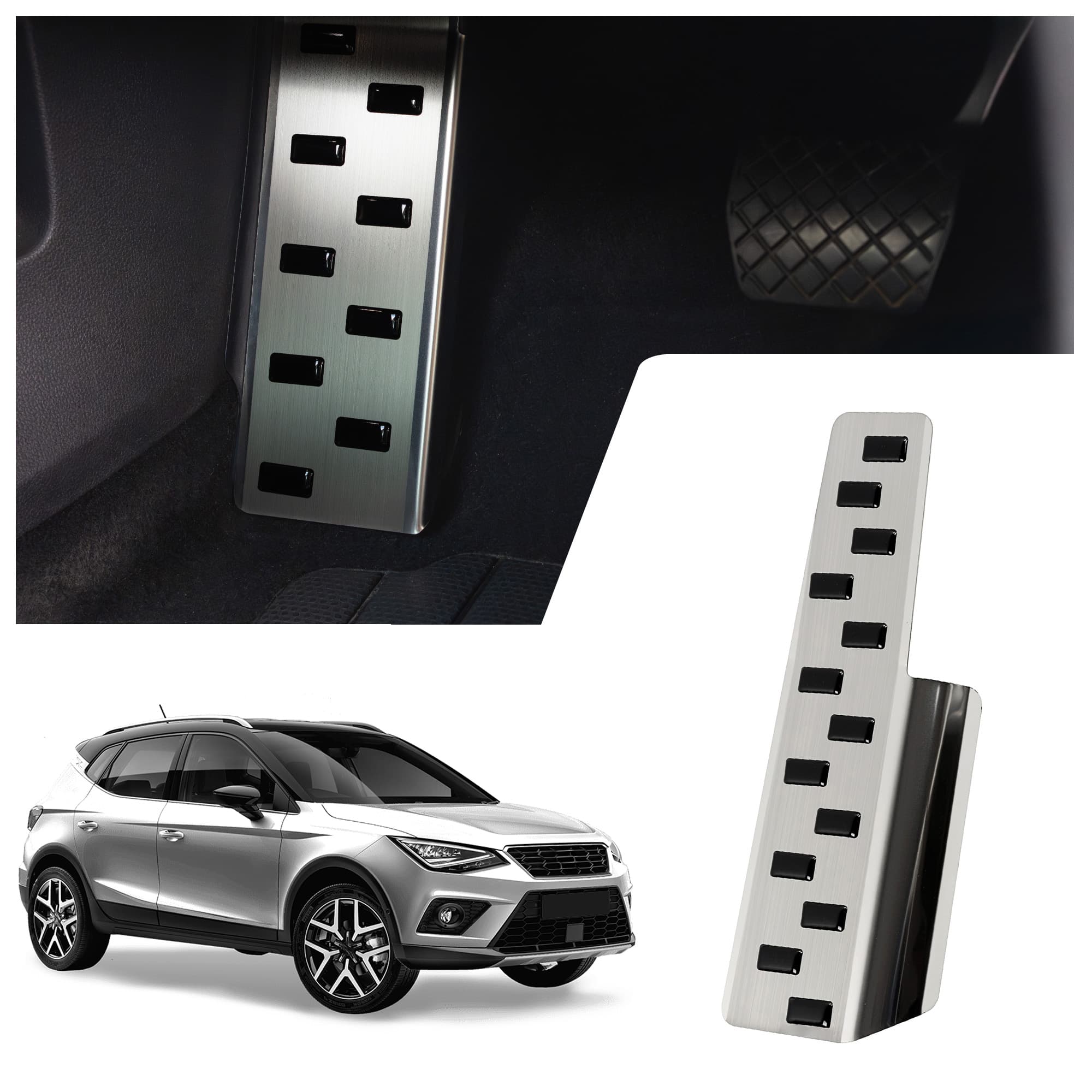 Footrest plate — Black | Silver, Stainless steel, Brushed