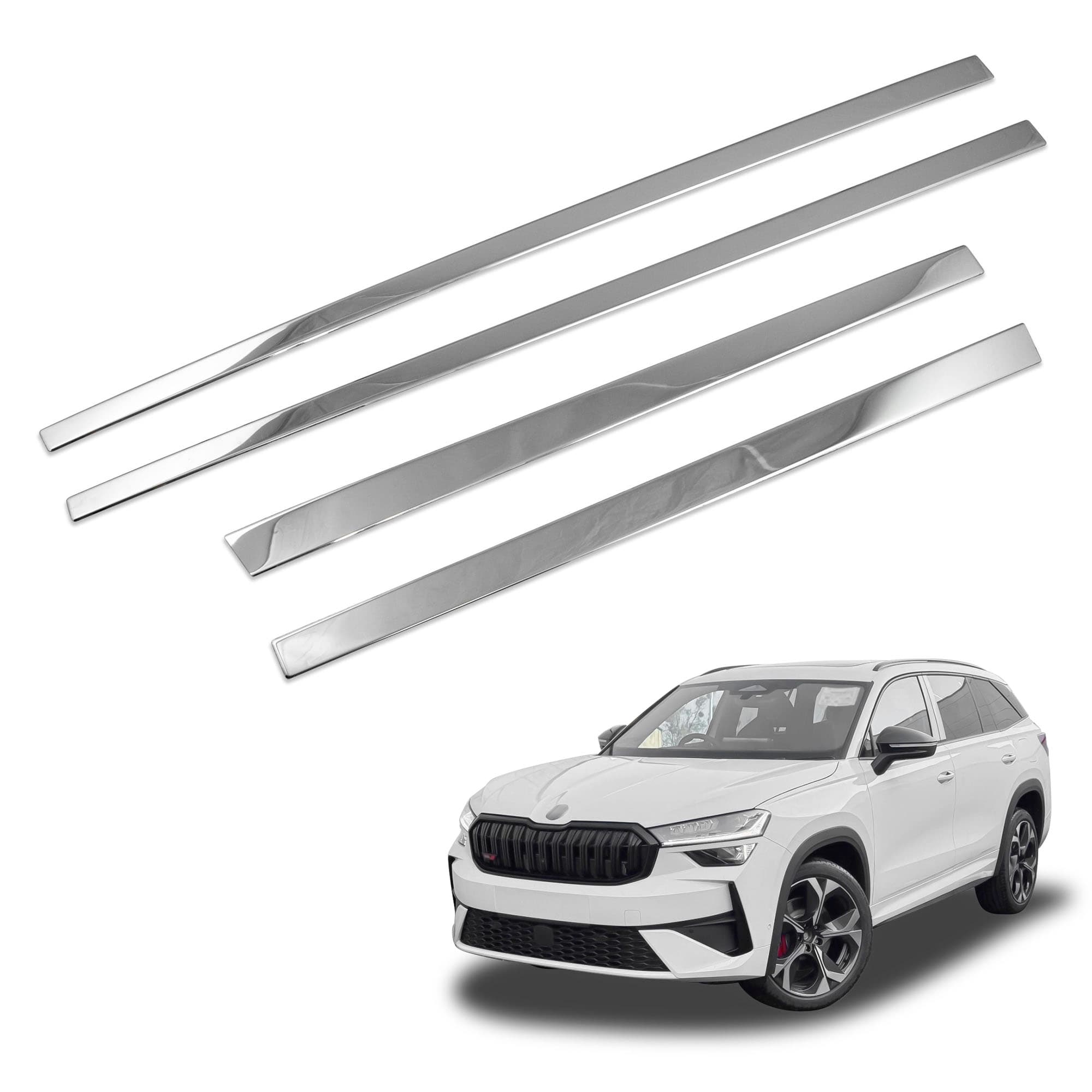 Moulures de portes latérales — Chrome, Acier inoxydable, Poli