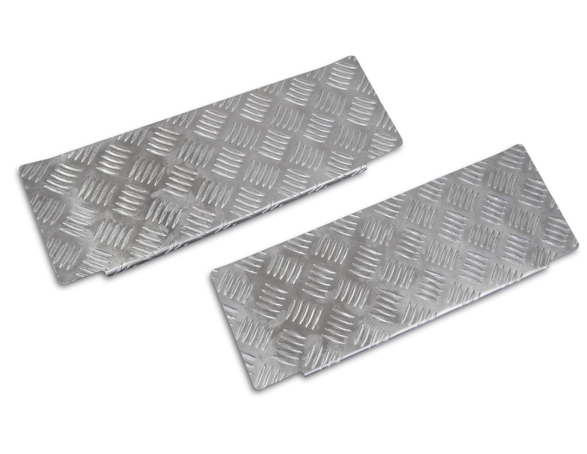 Covers for front interior steps — Silver, Aluminum, Ribbed