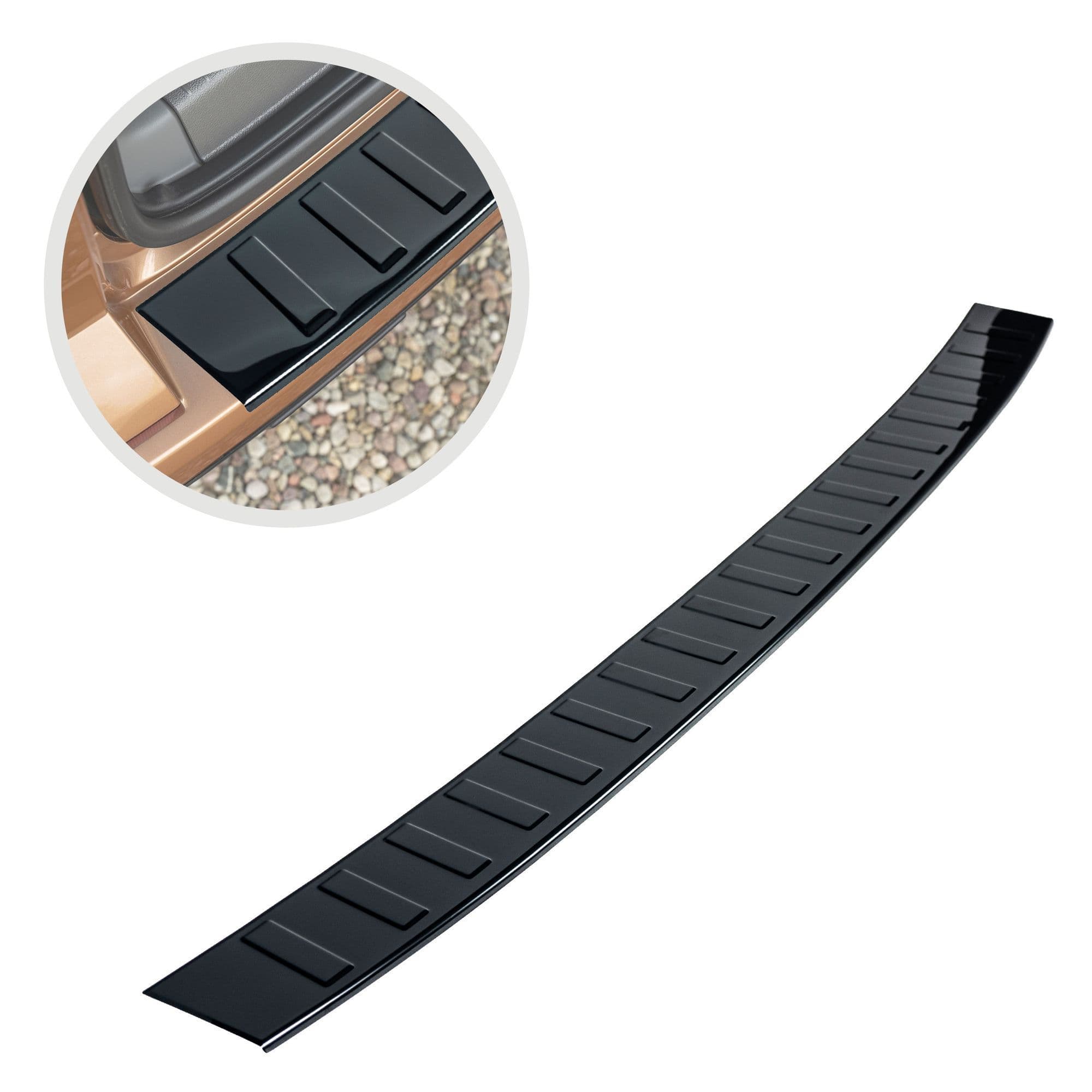 Moulure de pare-chocs arrière — Chrome noir, Acier inoxydable, Piano Black