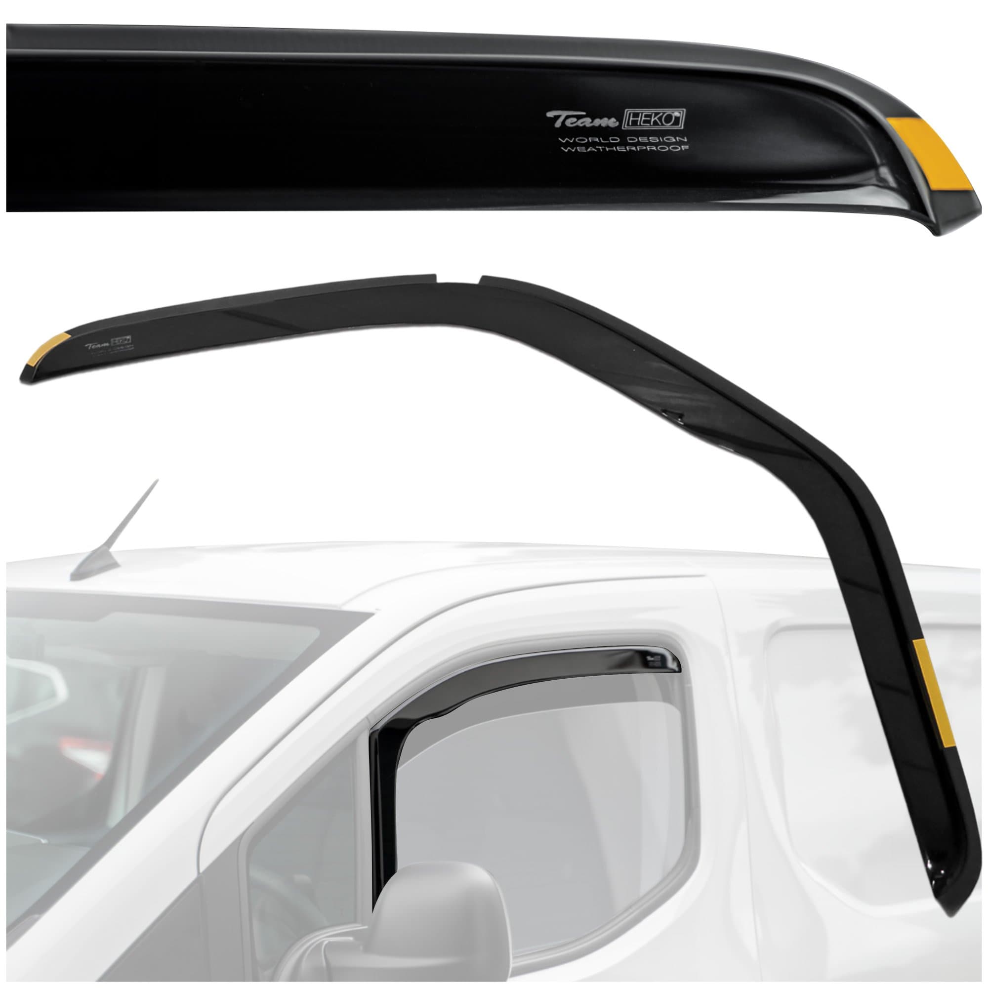 Front side window deflectors — Translucent black smoked, Plastic, Shiny