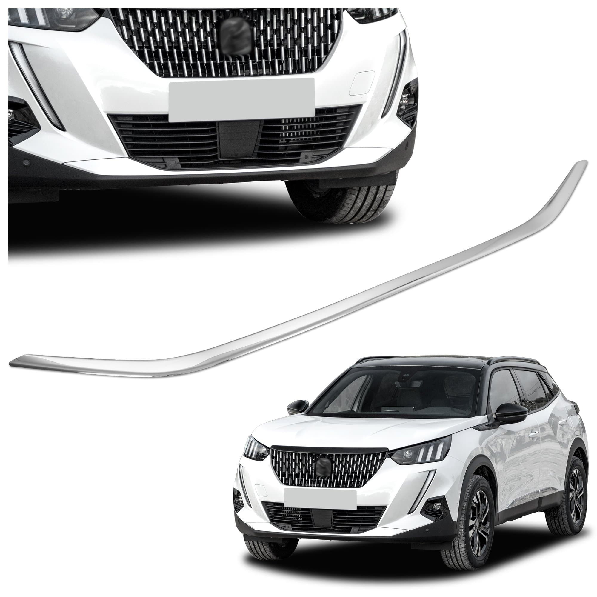 Front bumper grille trim — Chrome, Stainless steel, Polished