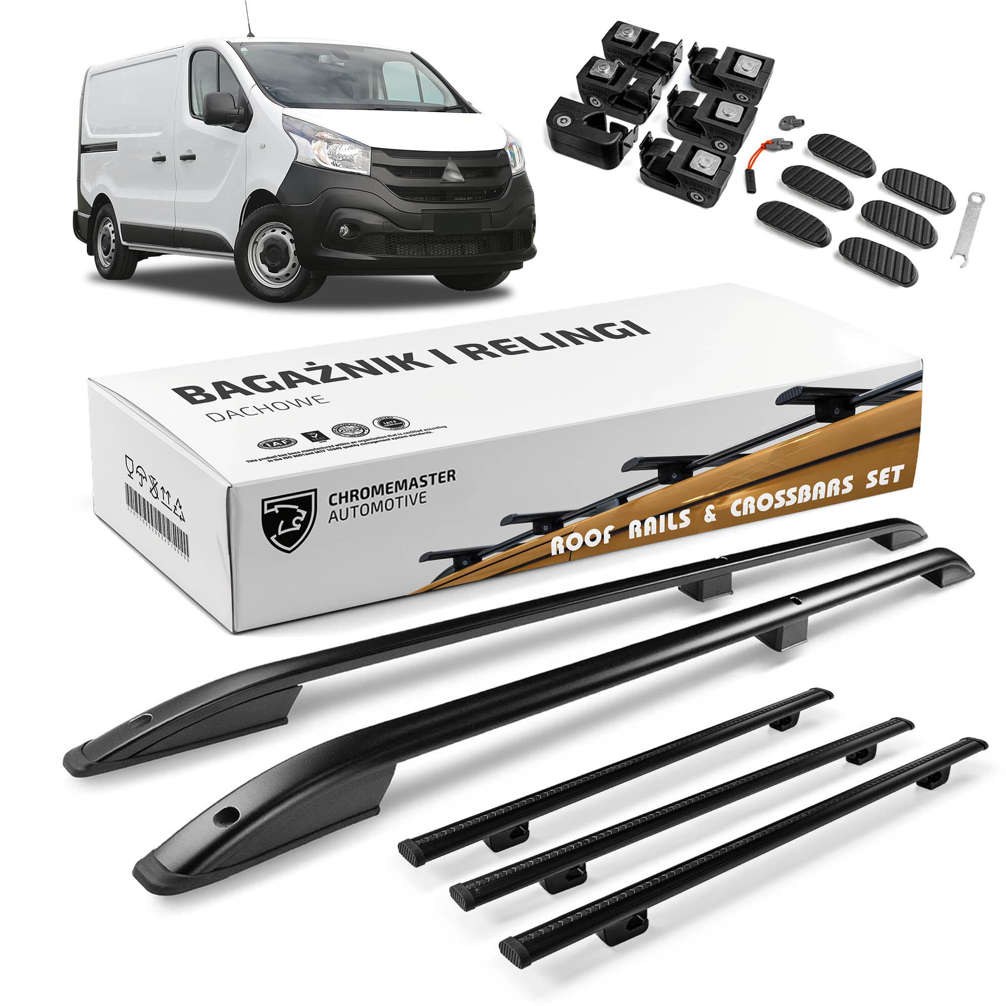 Roof rails with cross bars included SKYPORT — Black, Aluminum | Plastic, Painted