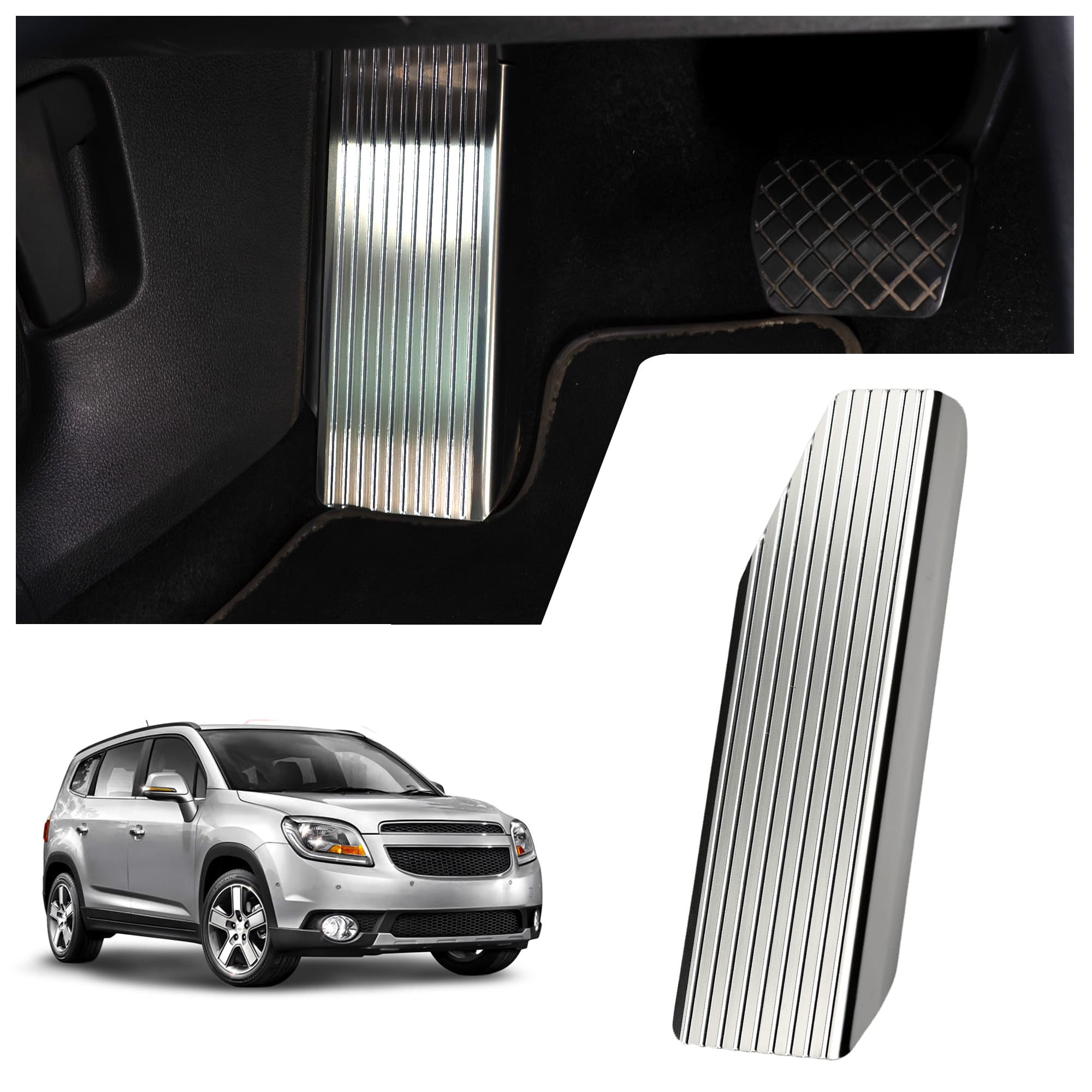 Footrest plate — Silver, Stainless steel, Brushed