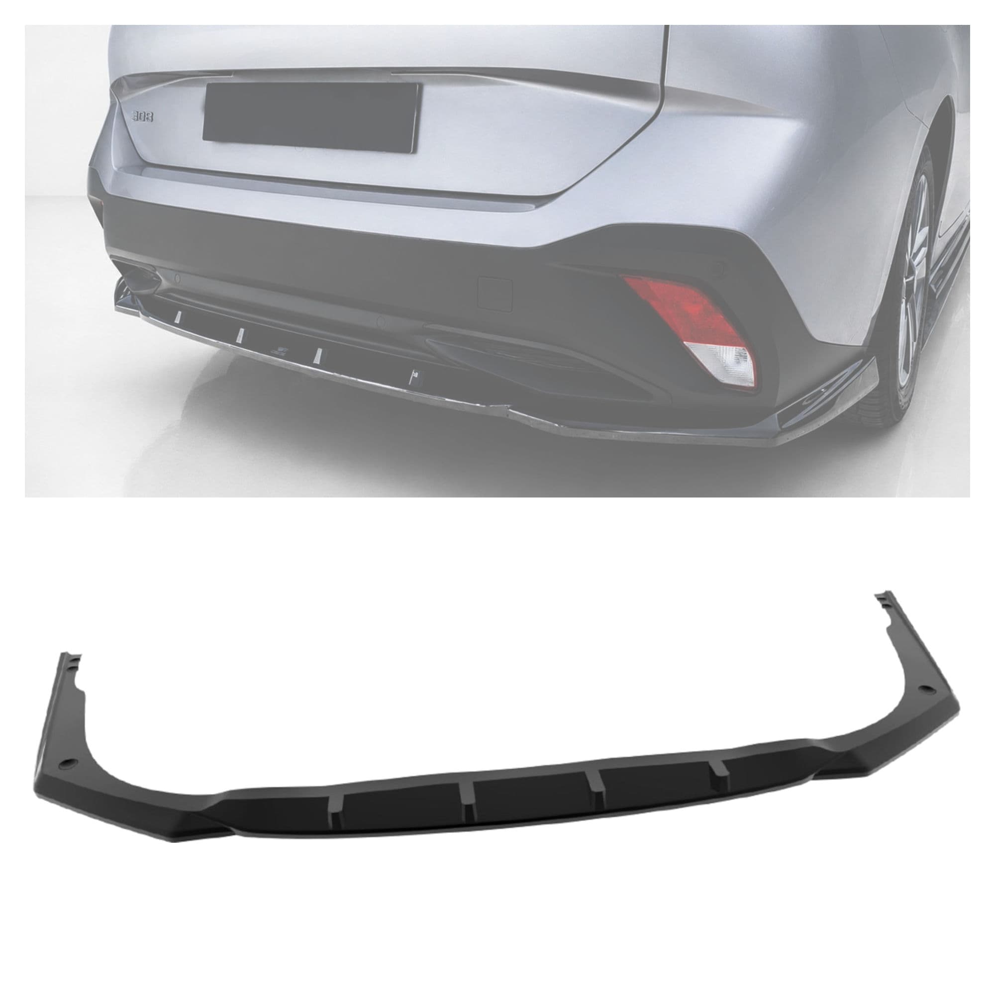 Rear bumper lip — Black, ABS plastic, Shiny