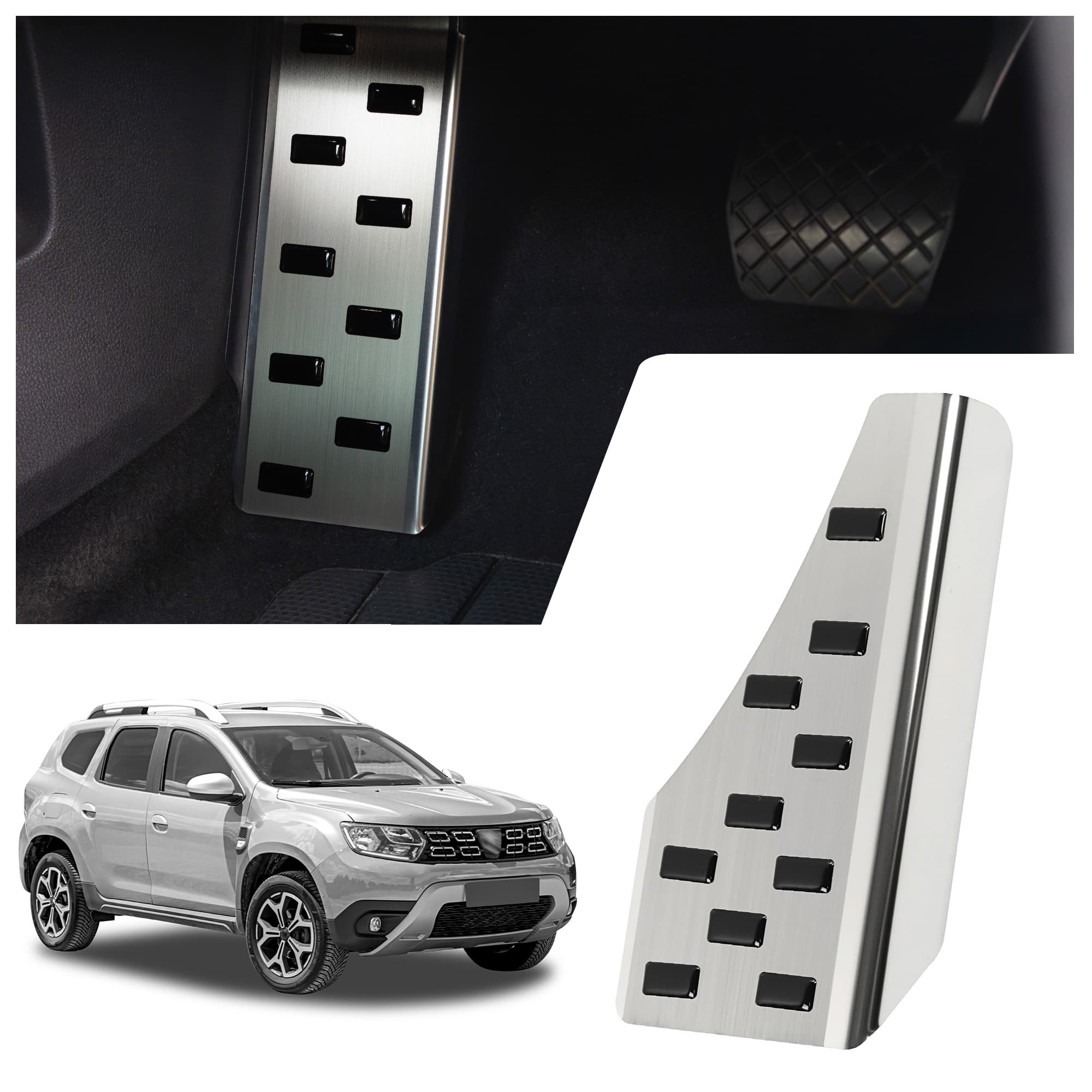 Footrest plate — Black | Silver, Stainless steel, Brushed
