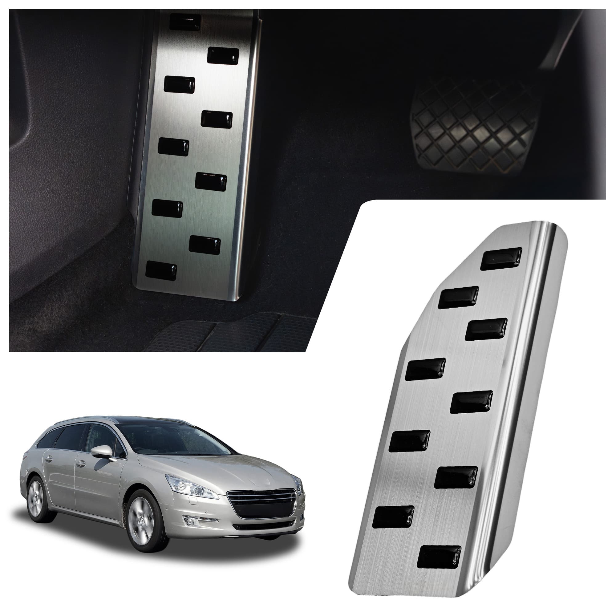 Footrest plate — Black | Silver, Stainless steel, Brushed