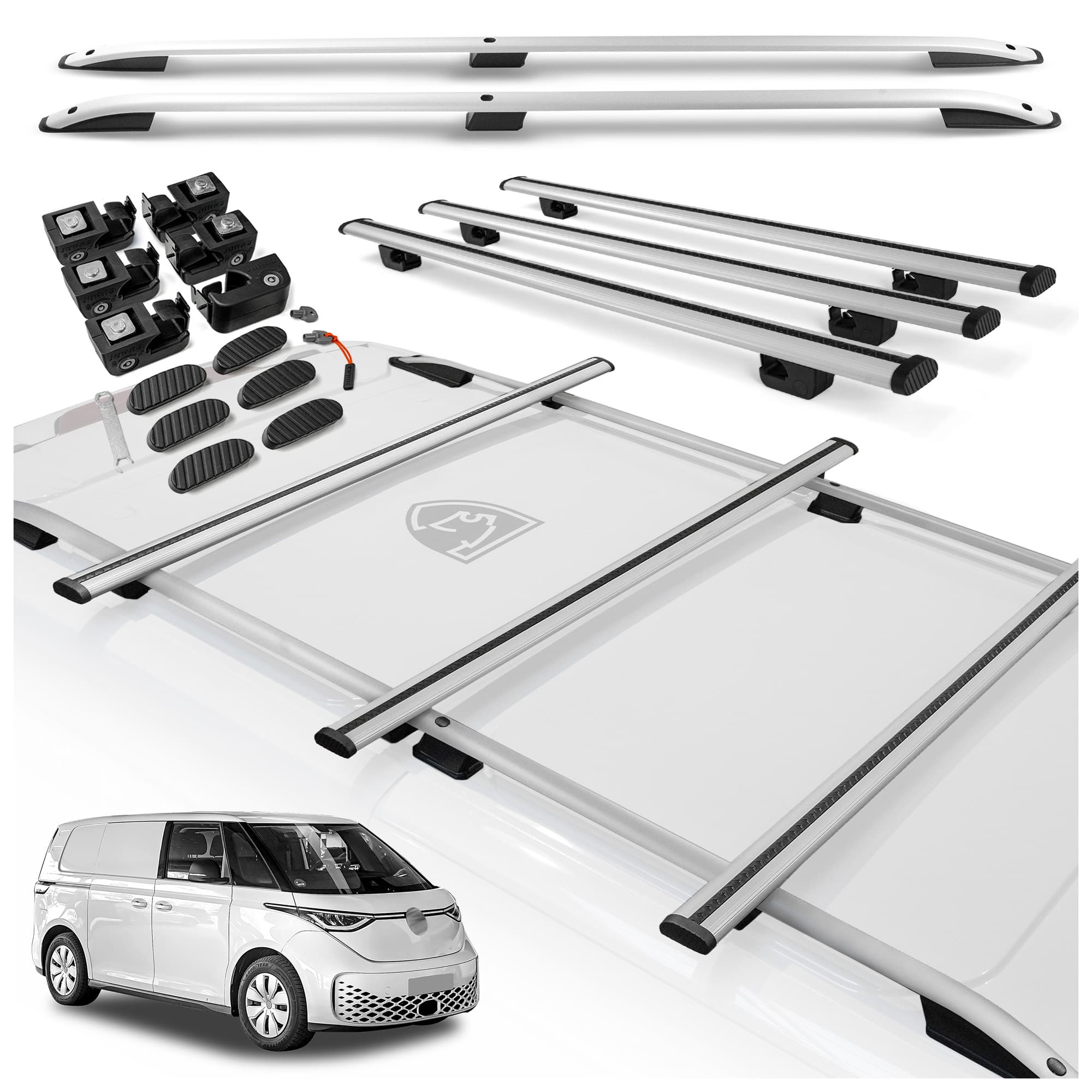 Roof rails with cross bars included SKYPORT — Silver, Aluminum | Plastic, Painted