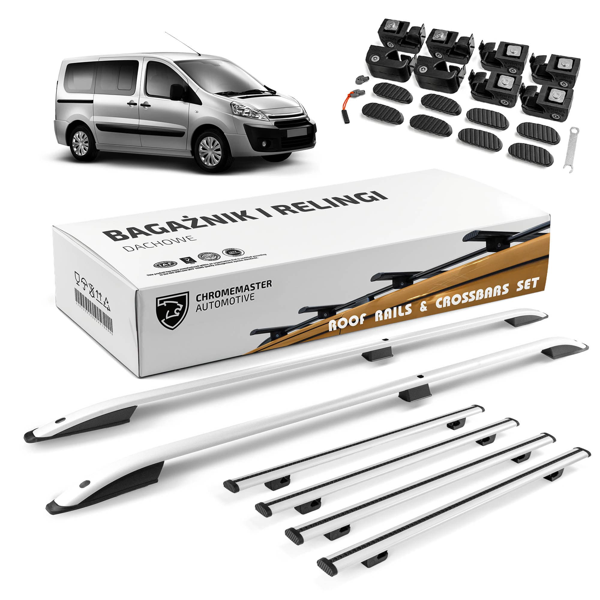 Roof rails with cross bars included SKYPORT — Silver, Aluminum | Plastic, Painted