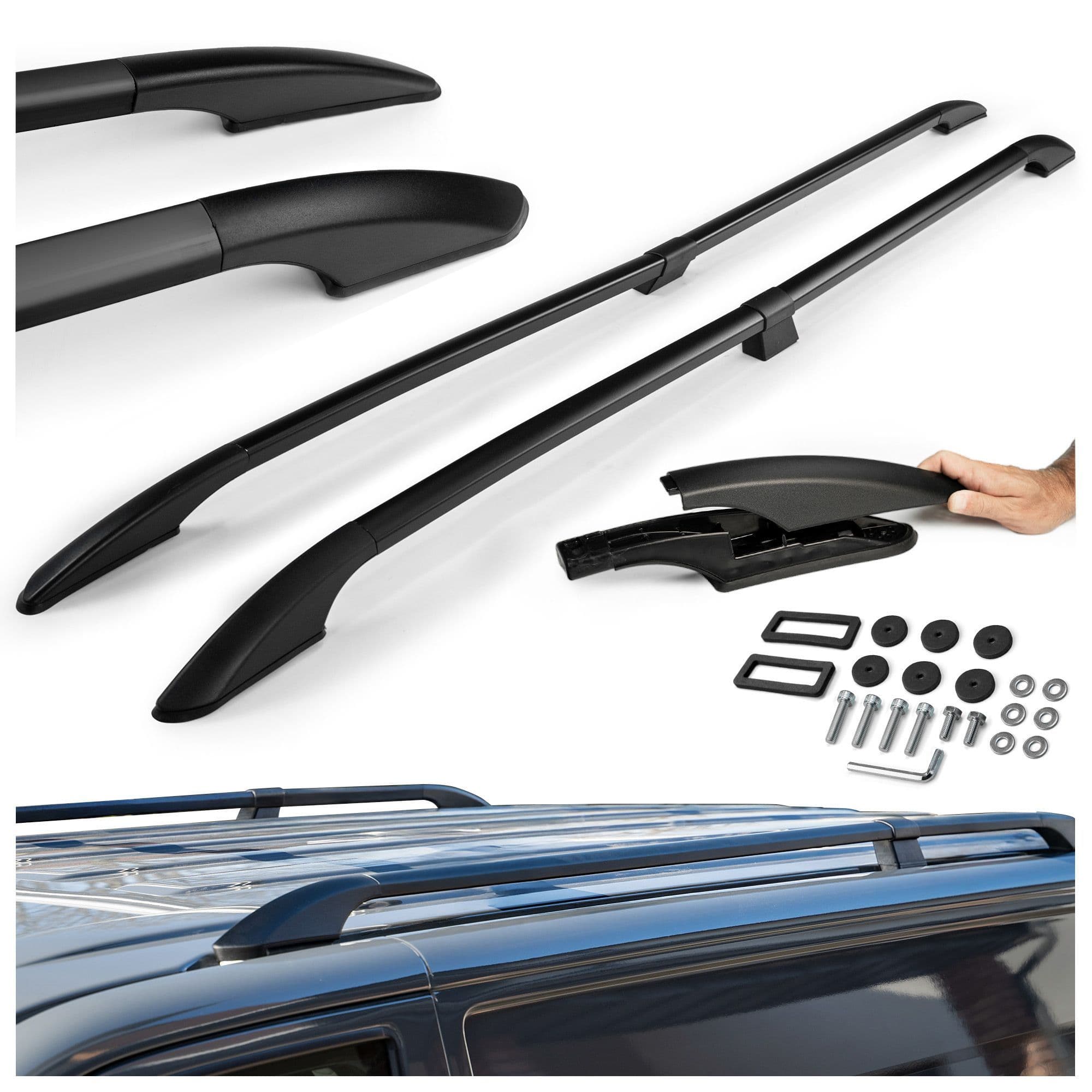 Split roof rails Solid — Black, Aluminum | Plastic, Painted