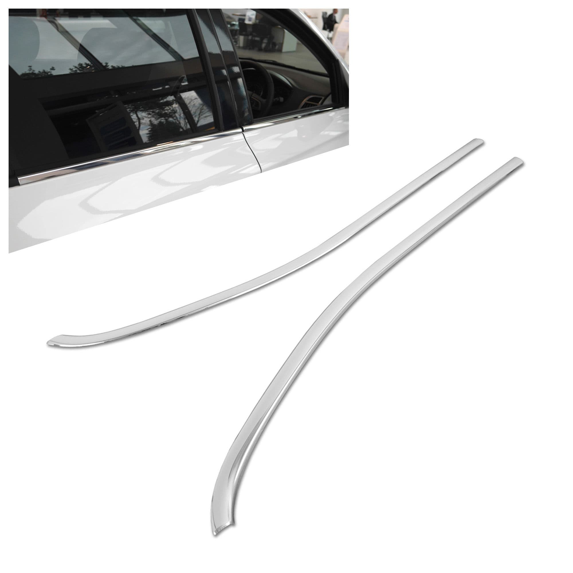 Lower side window trims — Chrome, Stainless steel, Polished