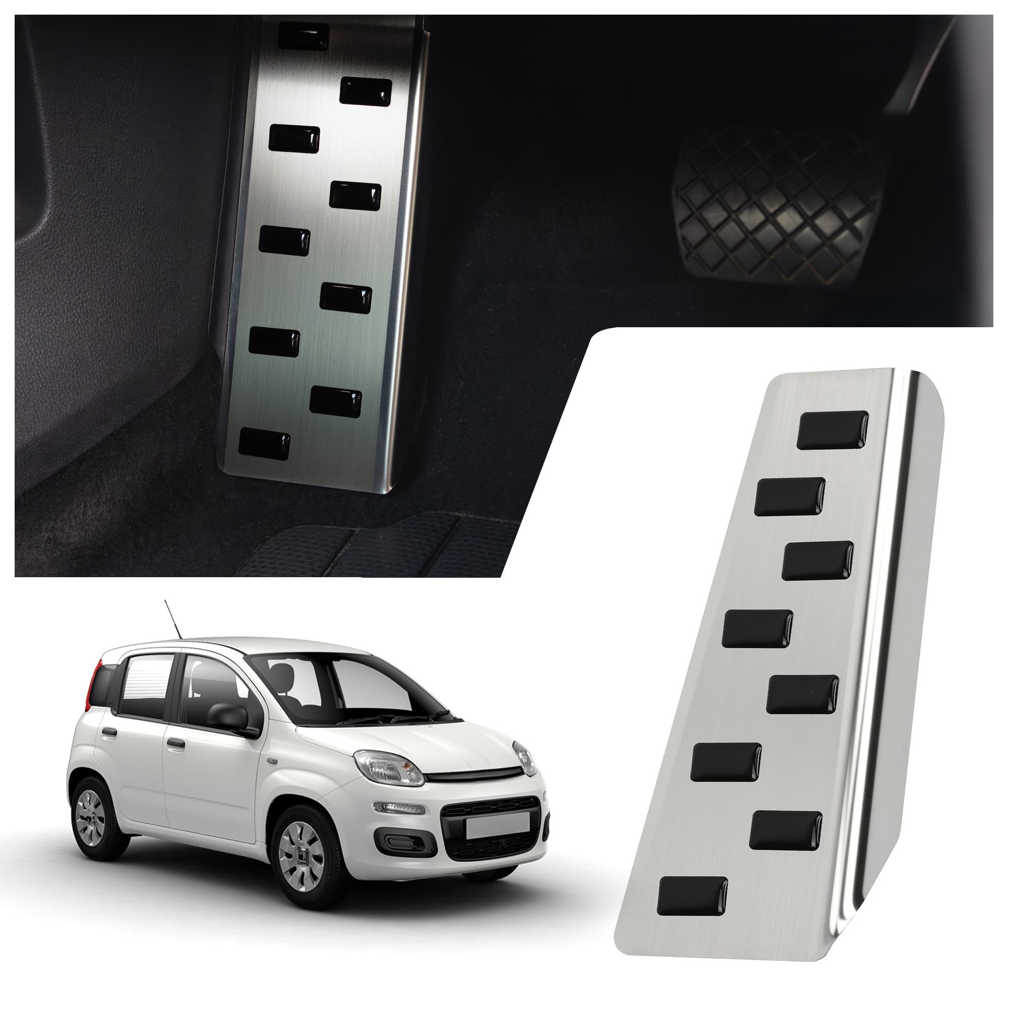 Footrest plate — Black | Silver, Stainless steel, Brushed