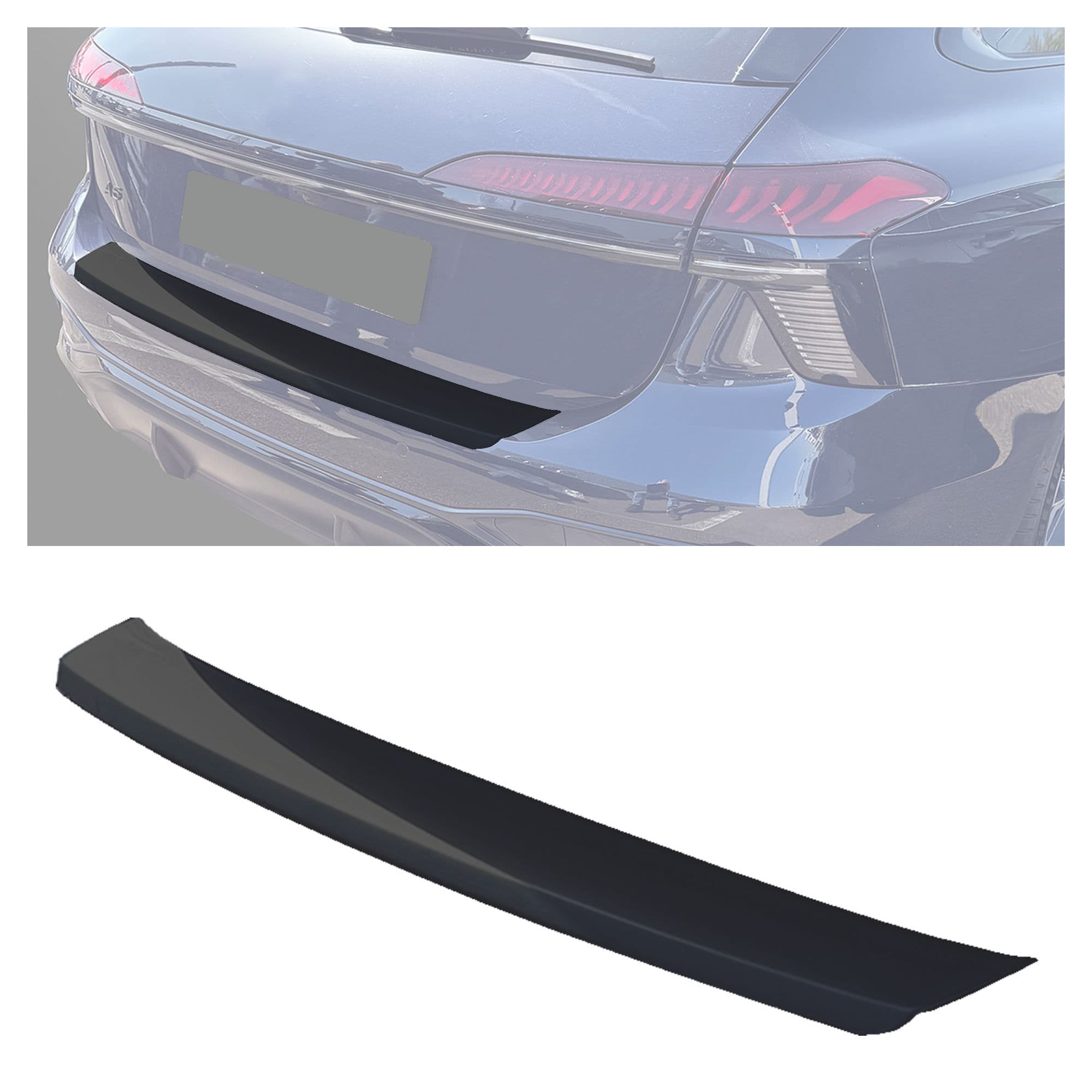Rear bumper trim — Black, ABS plastic, Matte