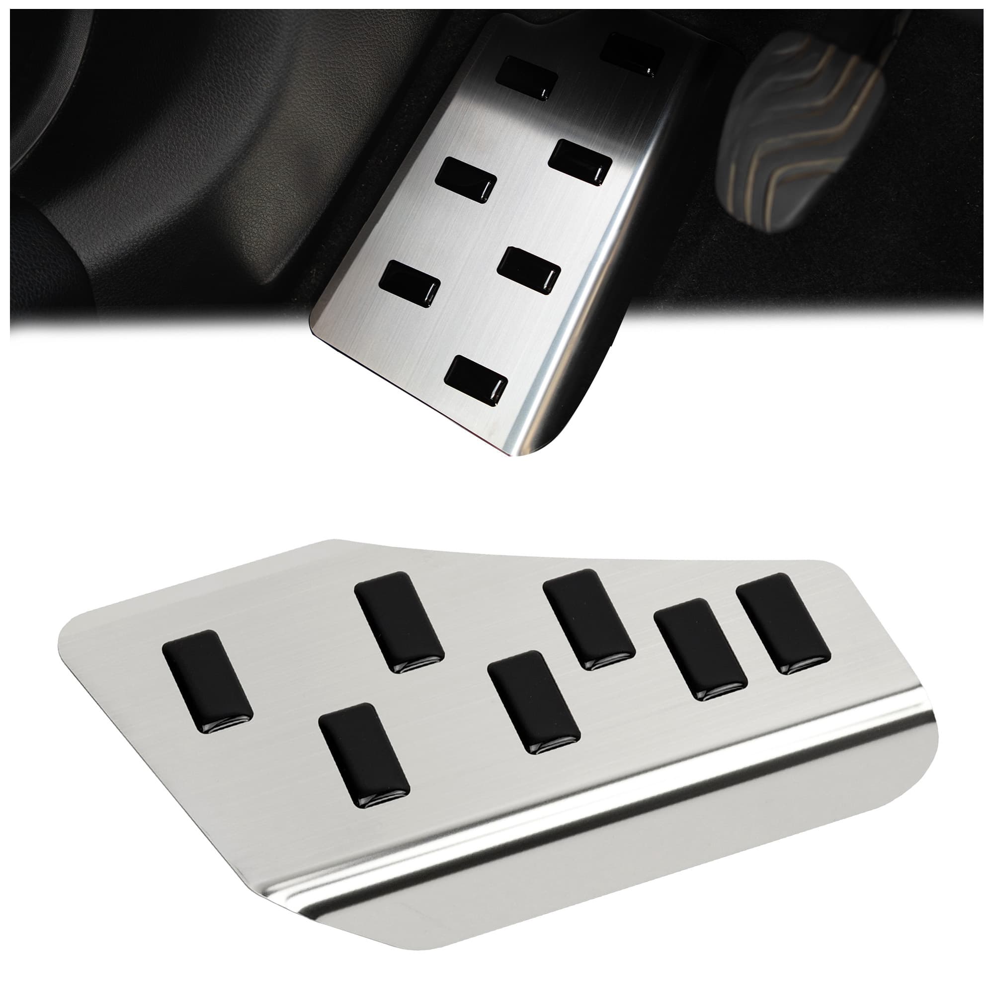 Footrest plate — Black | Silver, Stainless steel, Brushed