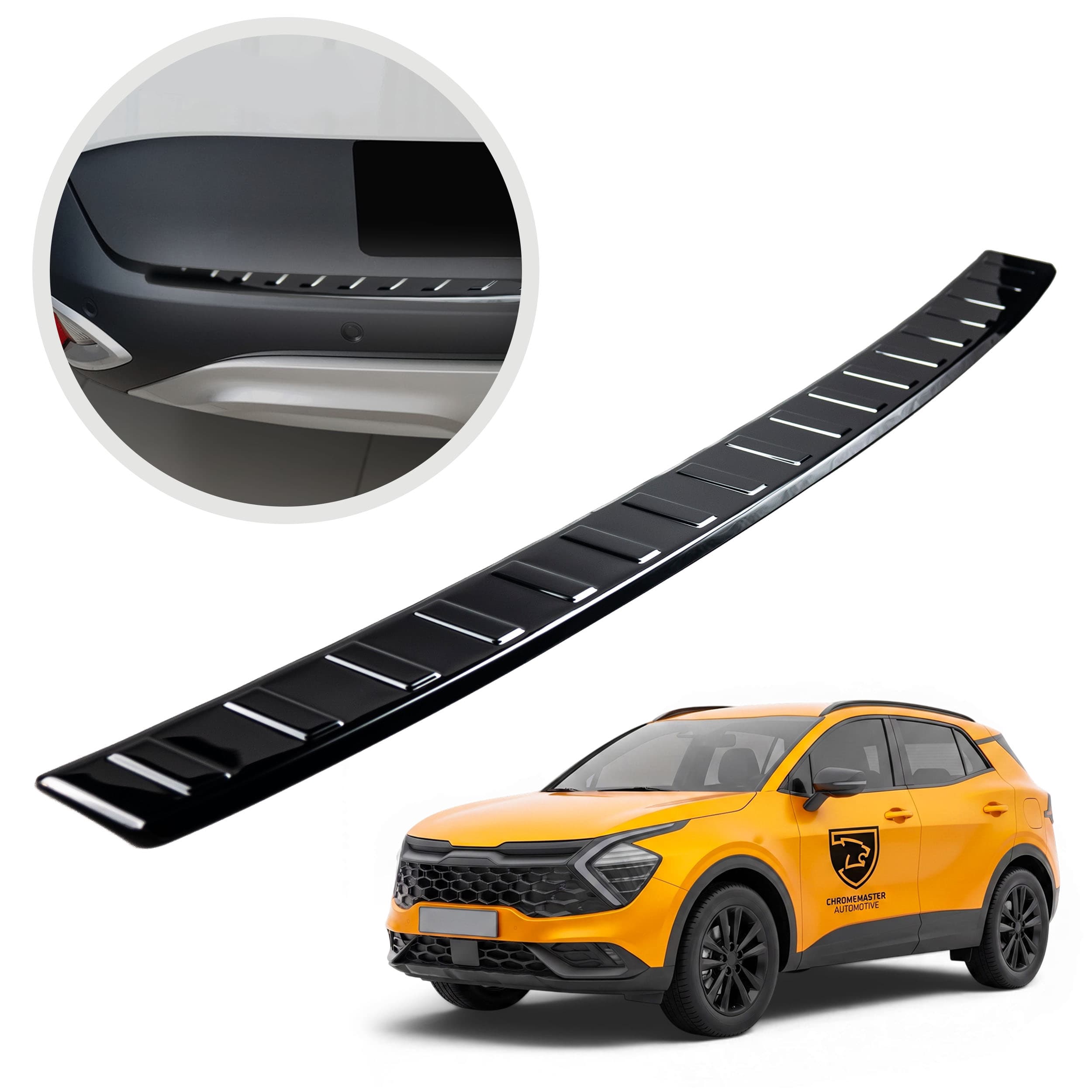 Leiste der hinteren Stoßstange — Schwarzchrom, Rostfreier Stahl, Piano Black