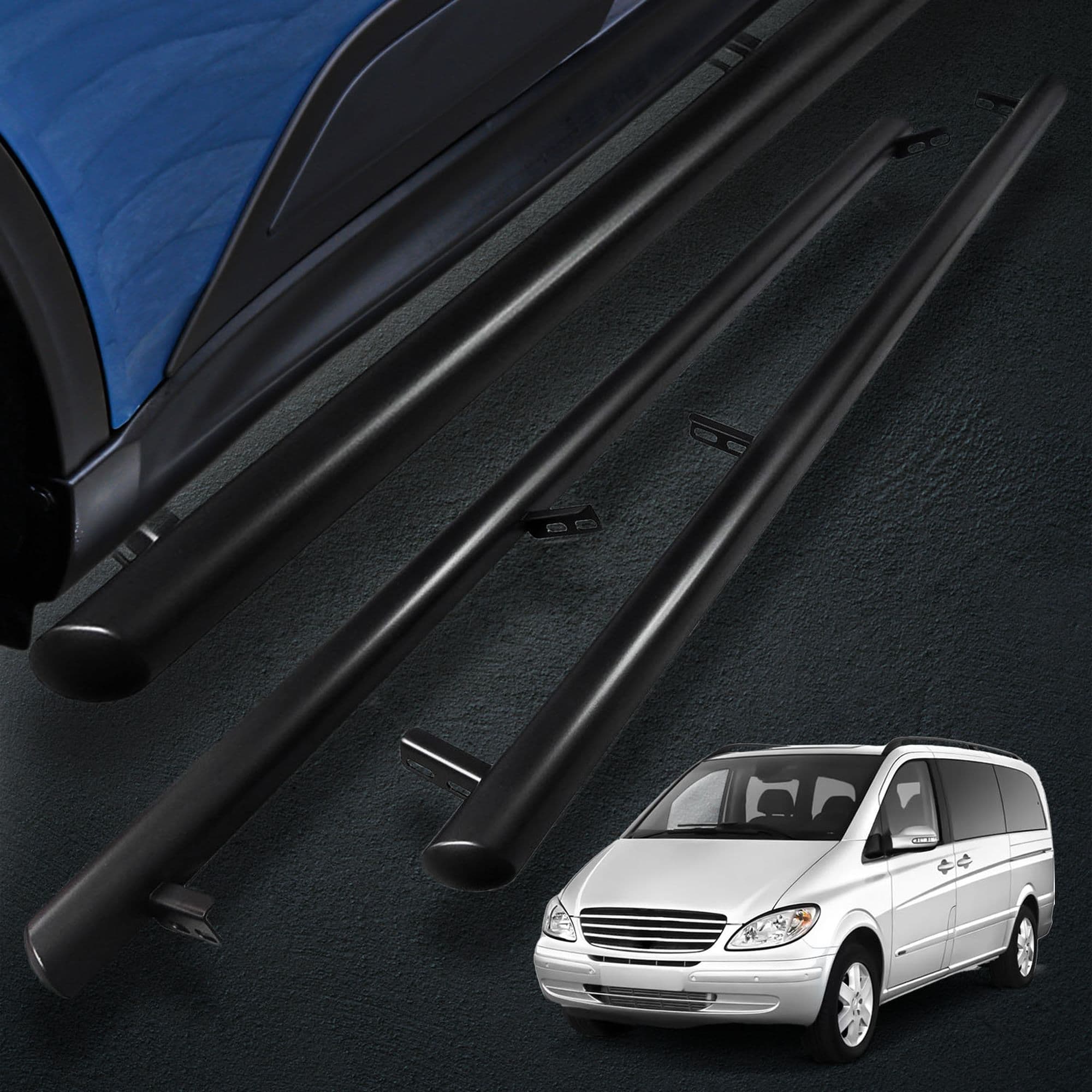 Side bars BB012 — Black, Steel, Powder-coated