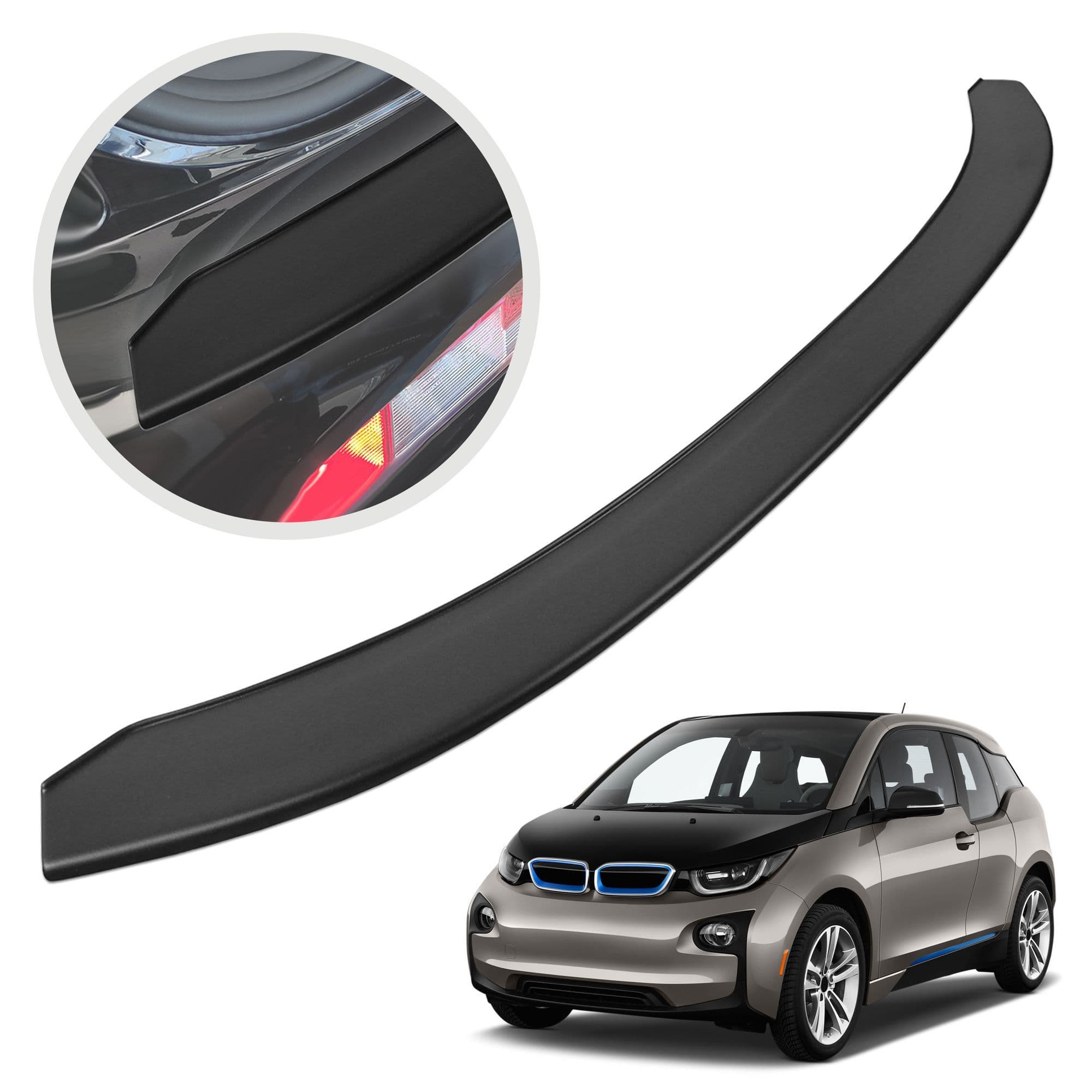 Rear bumper trim — Black, ABS plastic, Matte