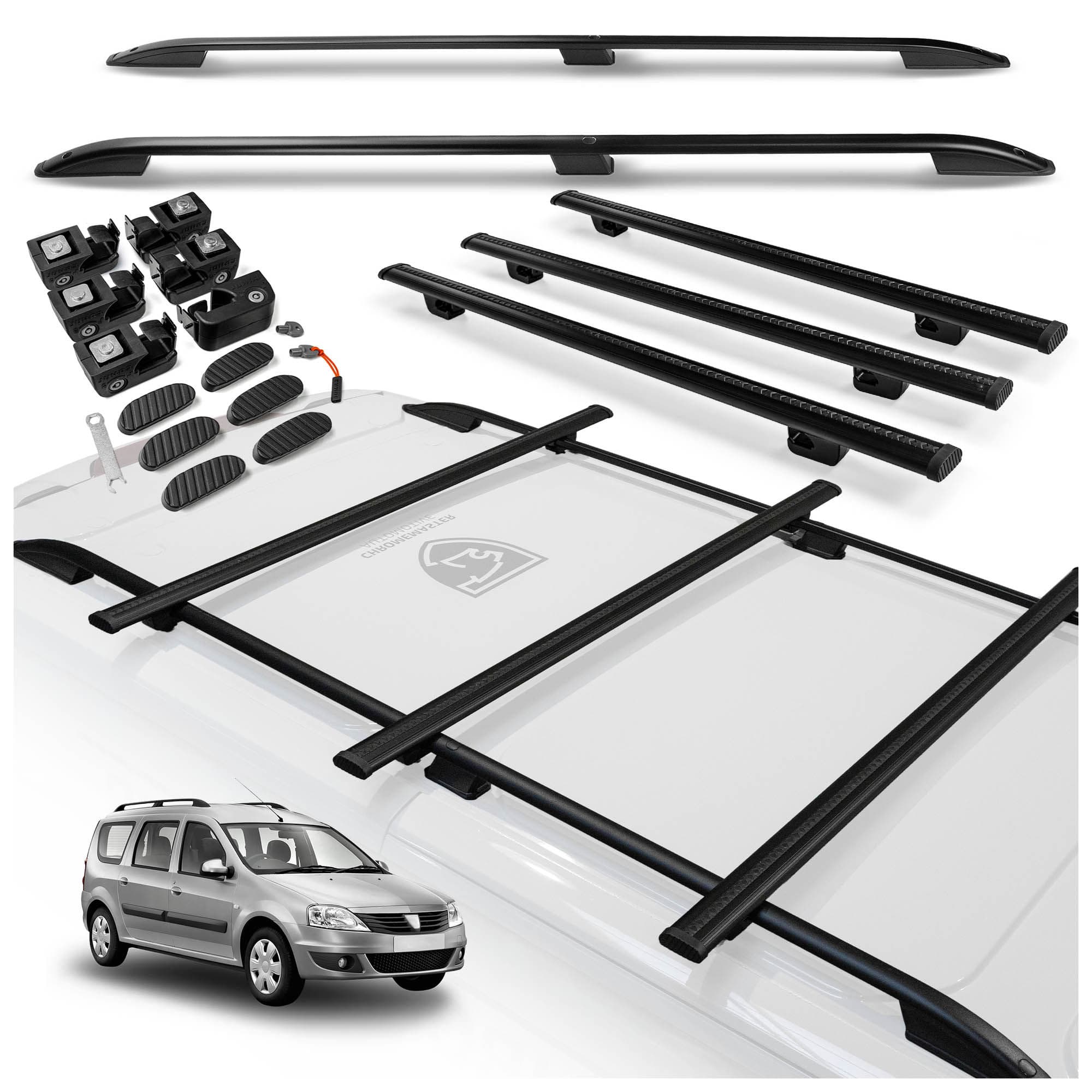 Roof rails with cross bars included SKYPORT — Black, Aluminum | Plastic, Painted
